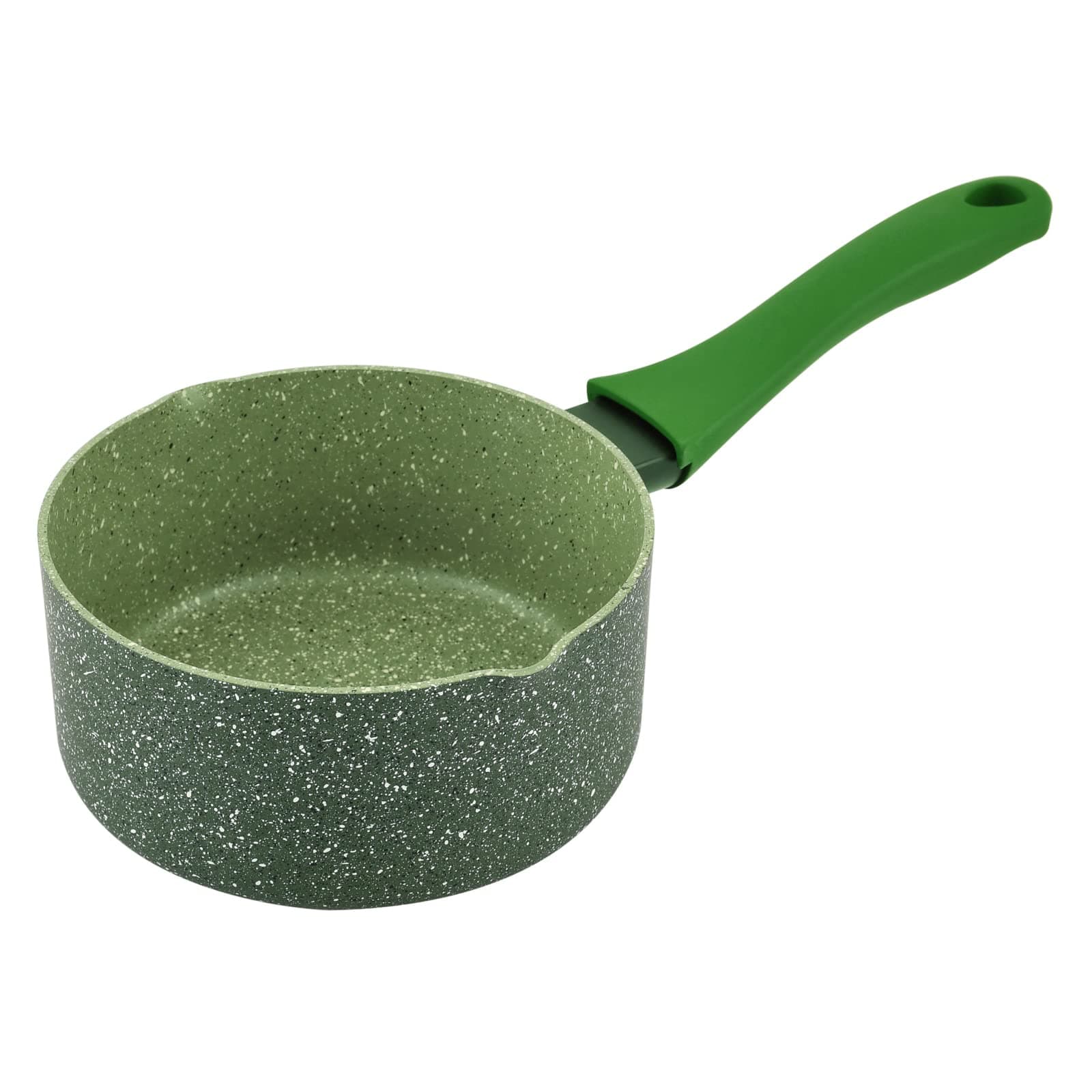 Essentials Granite Aluminium 18 CM Milk Pan | Non- Stick| Ergonomic Handle | Induction Compatible- PR81122- Green