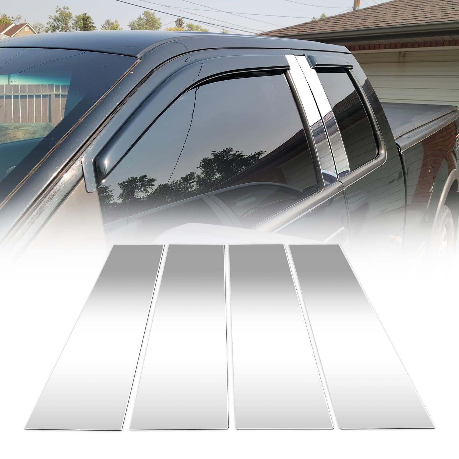 ACLONG Stainless Steel Pillar Posts Trim Sliver Door Window Trim Compatible with Ford F-150 Super Crew Cab 2004-2014 Lincoln Mark LT, Anti Scratch Stickers Door Pillar Moldings Cover Set -Set of 4