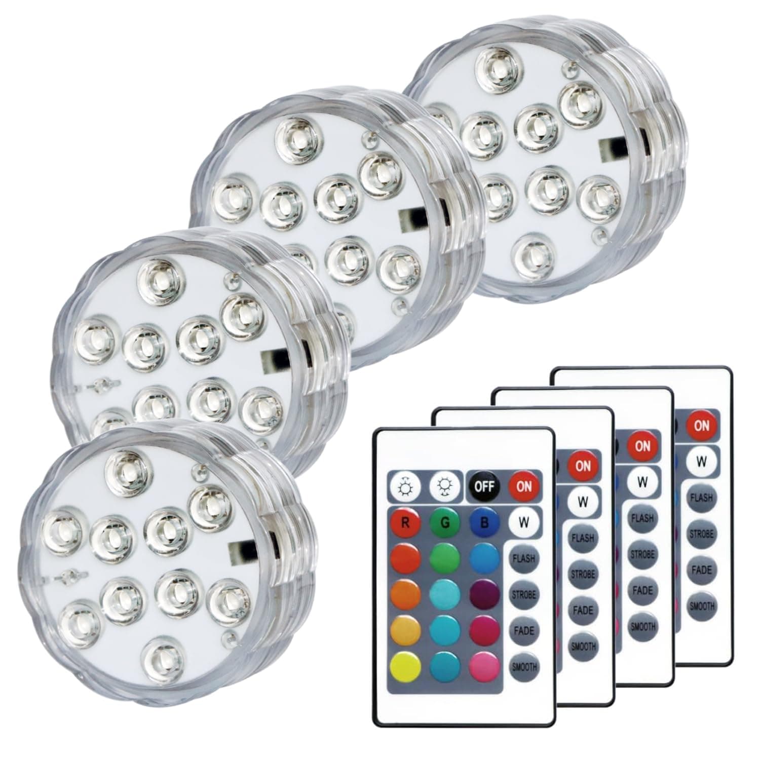 Submersible LED Pool Lights for Inground Pools and Above Ground Pools, 16 Colors 4 Modes Battery Powered Underwater LED Lights with Remote for Pool Pond Camping Bucket Decoration (4 Pack)