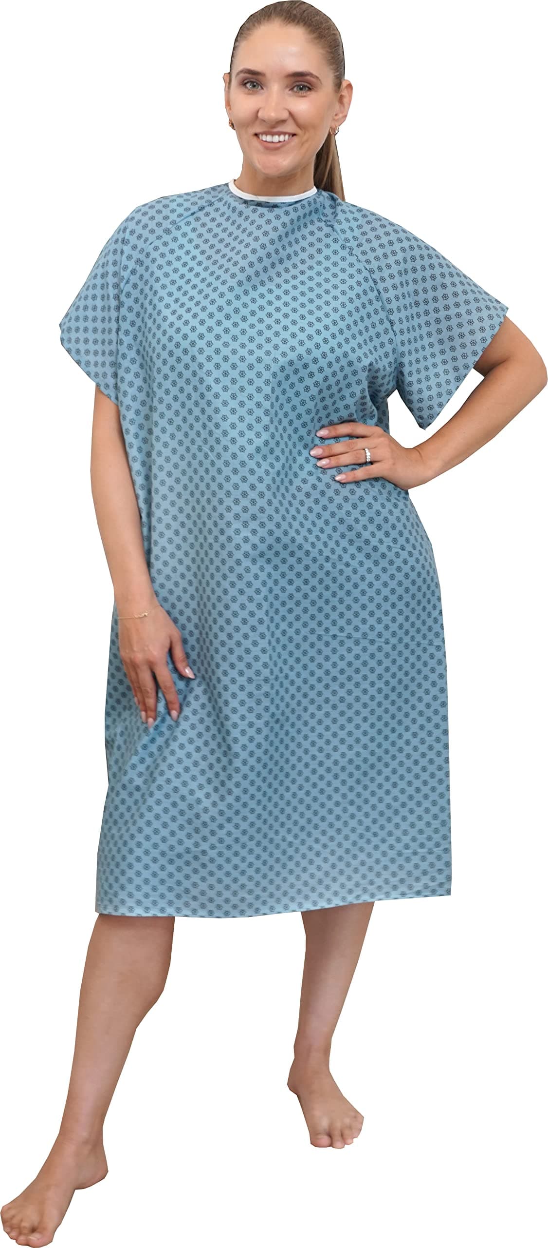 Hospital Gown Back Tie - Blue or White - 3 Pack