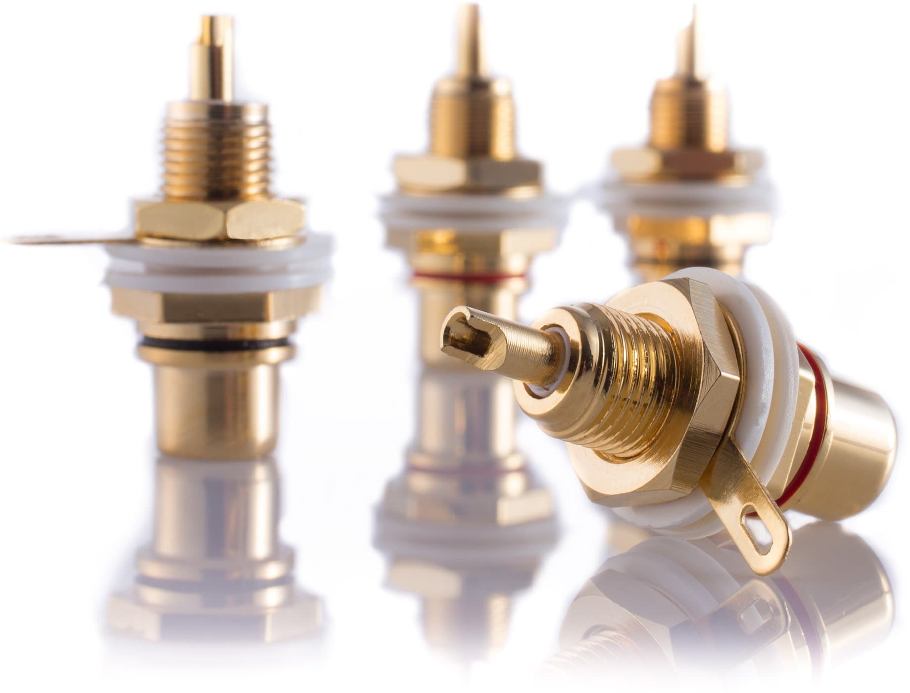 8x Hifi Lab RCA Phono Sockets Plug Connector Jack Cinch Chassis Panel RCA Female Mounting 24 k Gold Plated inlets Terminal Audio High-End 8 pcs