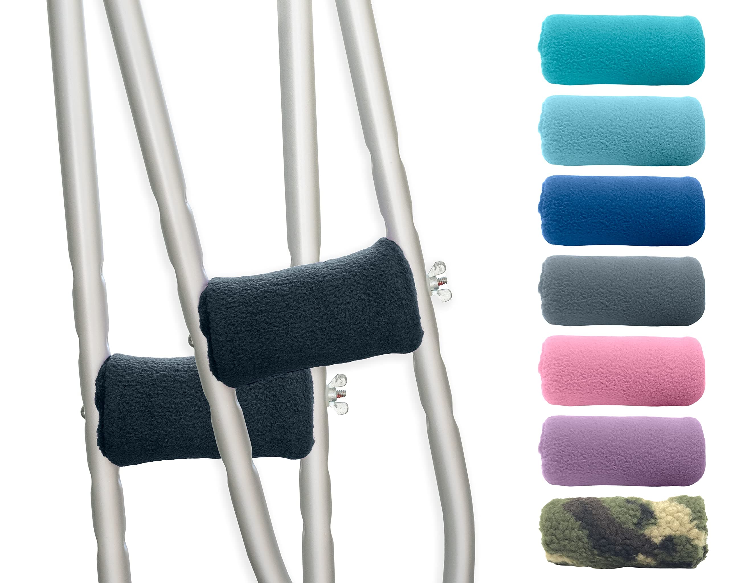 Universal Crutch Hand Grip Covers - Luxurious Soft Fleece with Sculpted Memory Foam Cores (Black) …