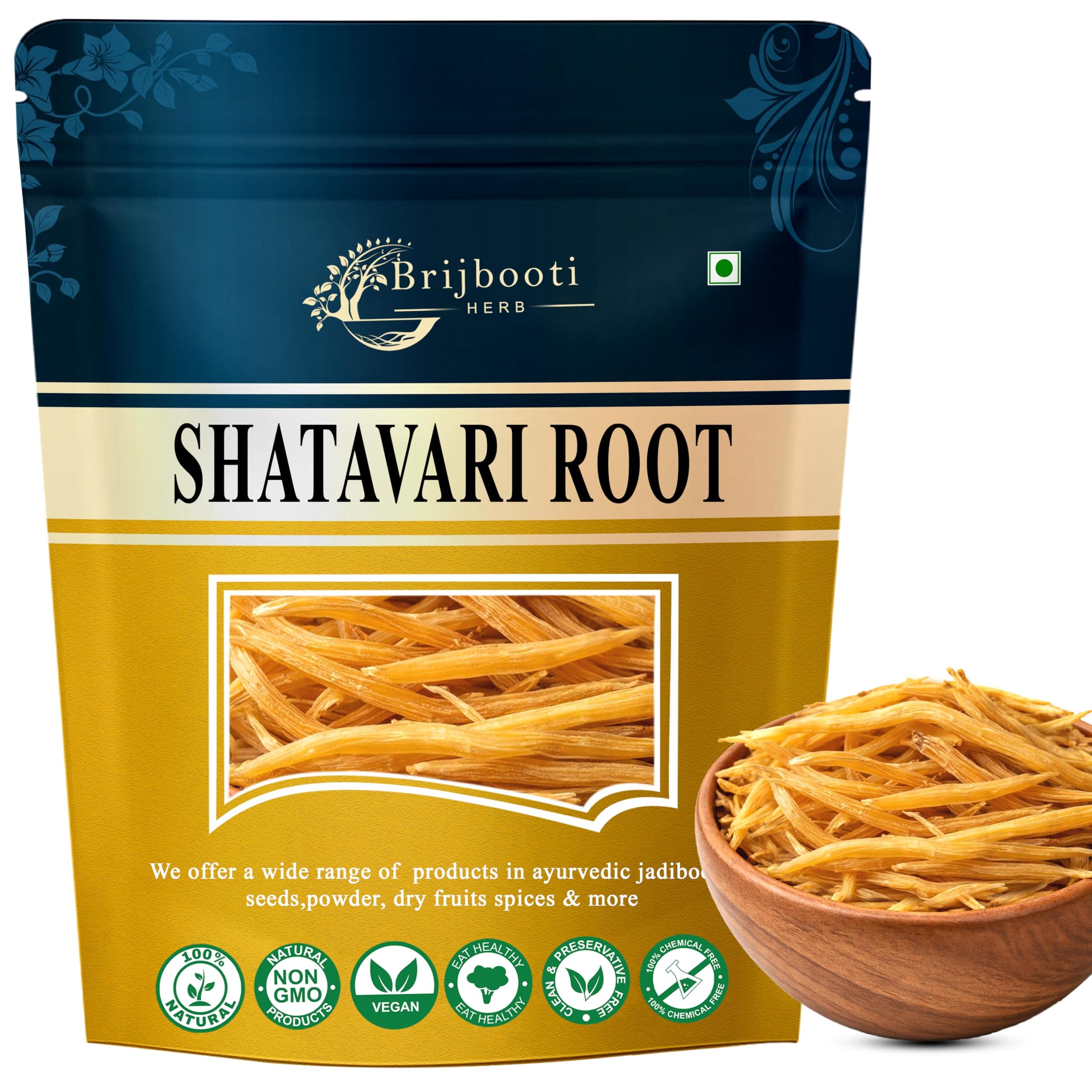 Shatavari Root 100 Gr Raw Indian Asparagus Racemosus Yellow Shatawar Organic satawari Pure Yellow Root - Natural Satavar | FSSAI, GMP, ISO Certified