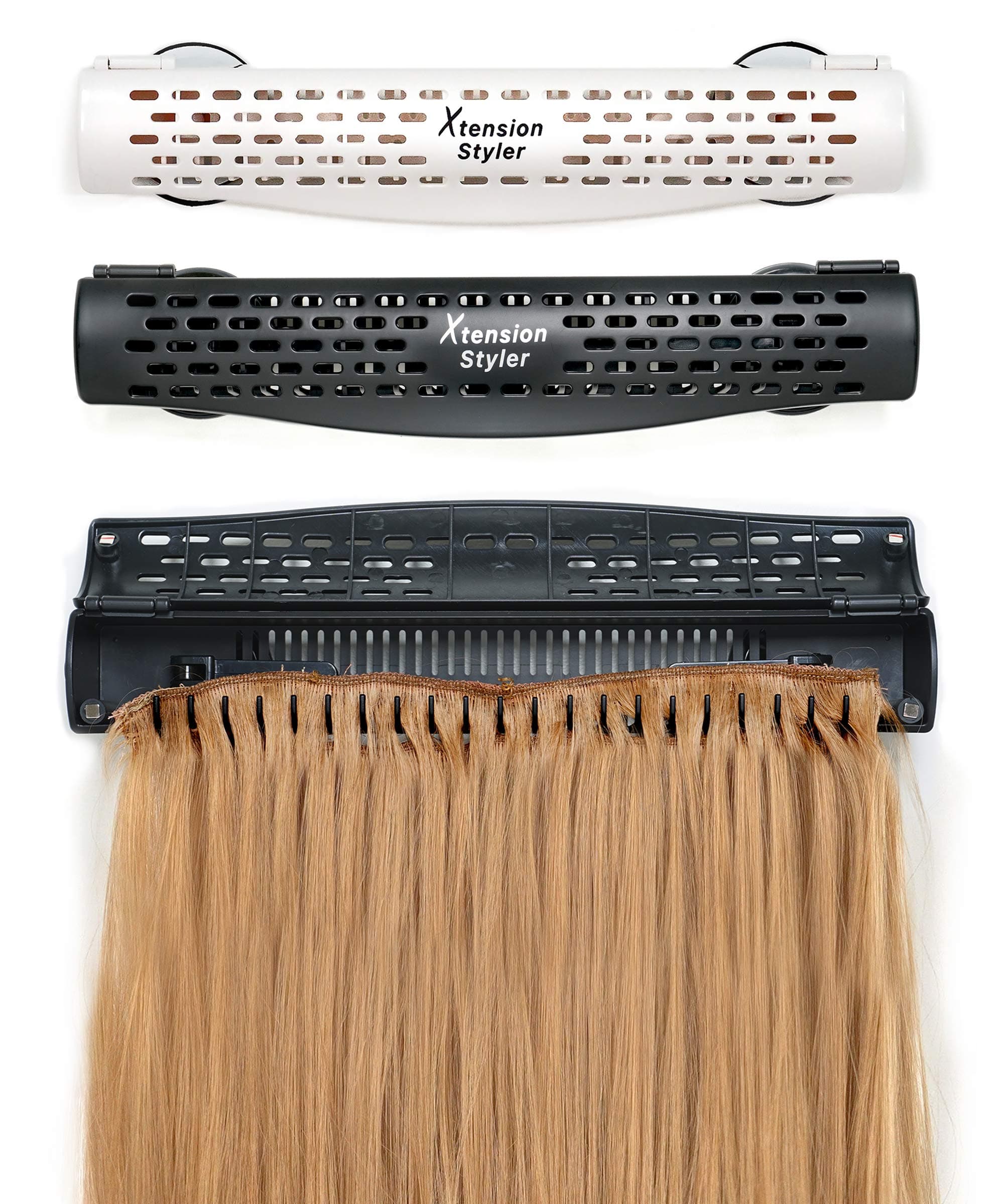 Hair Holder and Hanger – Professional Hair Styling Tool and Caddy for Washing, Coloring and Blow-Drying of Weft, Clip-In, Tape-In and Halo s [MATTE BLACK]