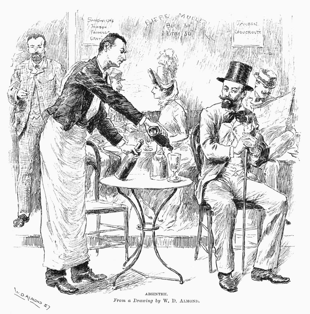 Absinthe 1887 Nan Absinthe Drinker In A Paris Caf Drawing 1887 By William Douglas Almond Poster Print by (18 x 24)