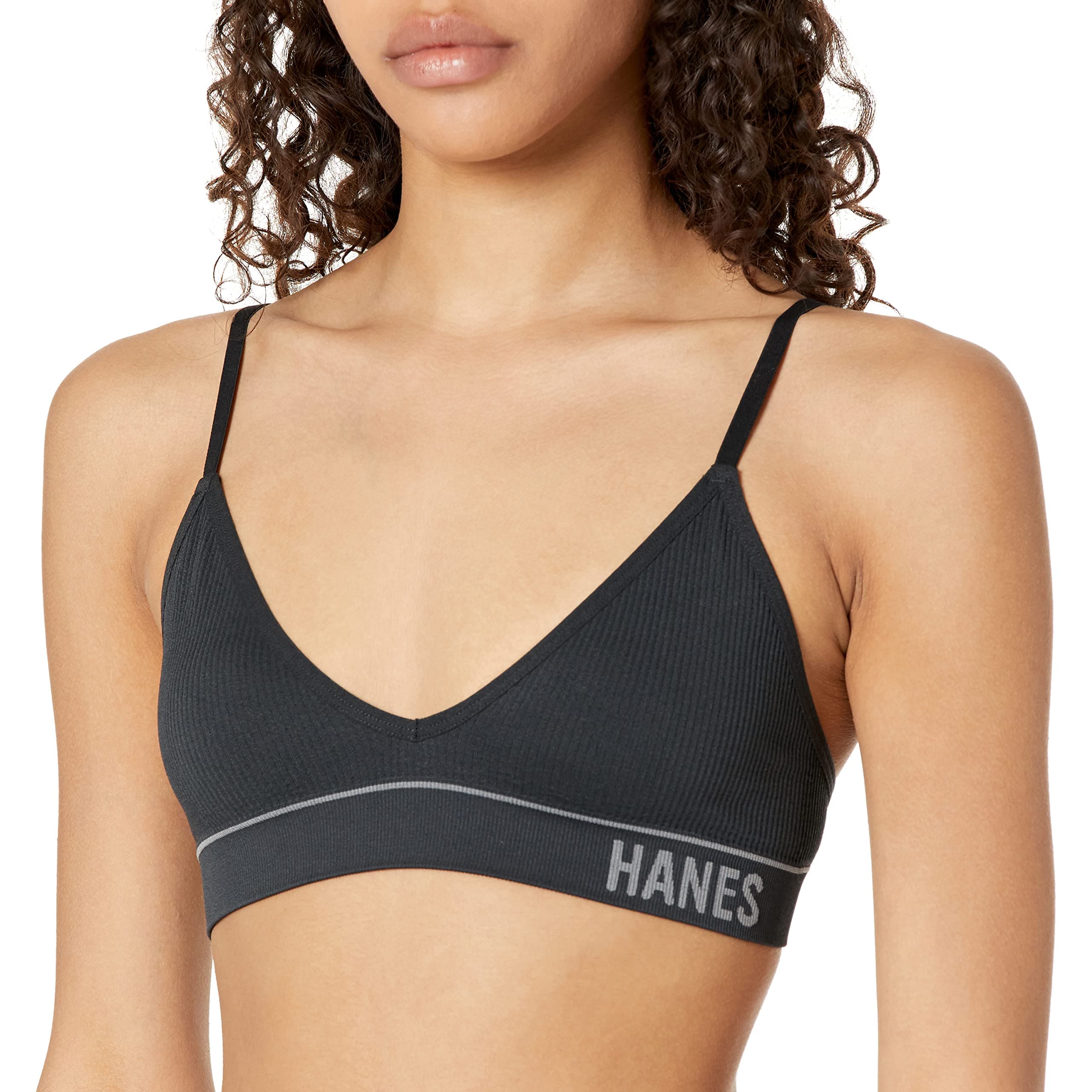 Hanes Women's Originals Seamless Triangle Rib Bralette, Soft Ribbed Bras, ComfortFlex Fit Bra Bra (Pack of 1)