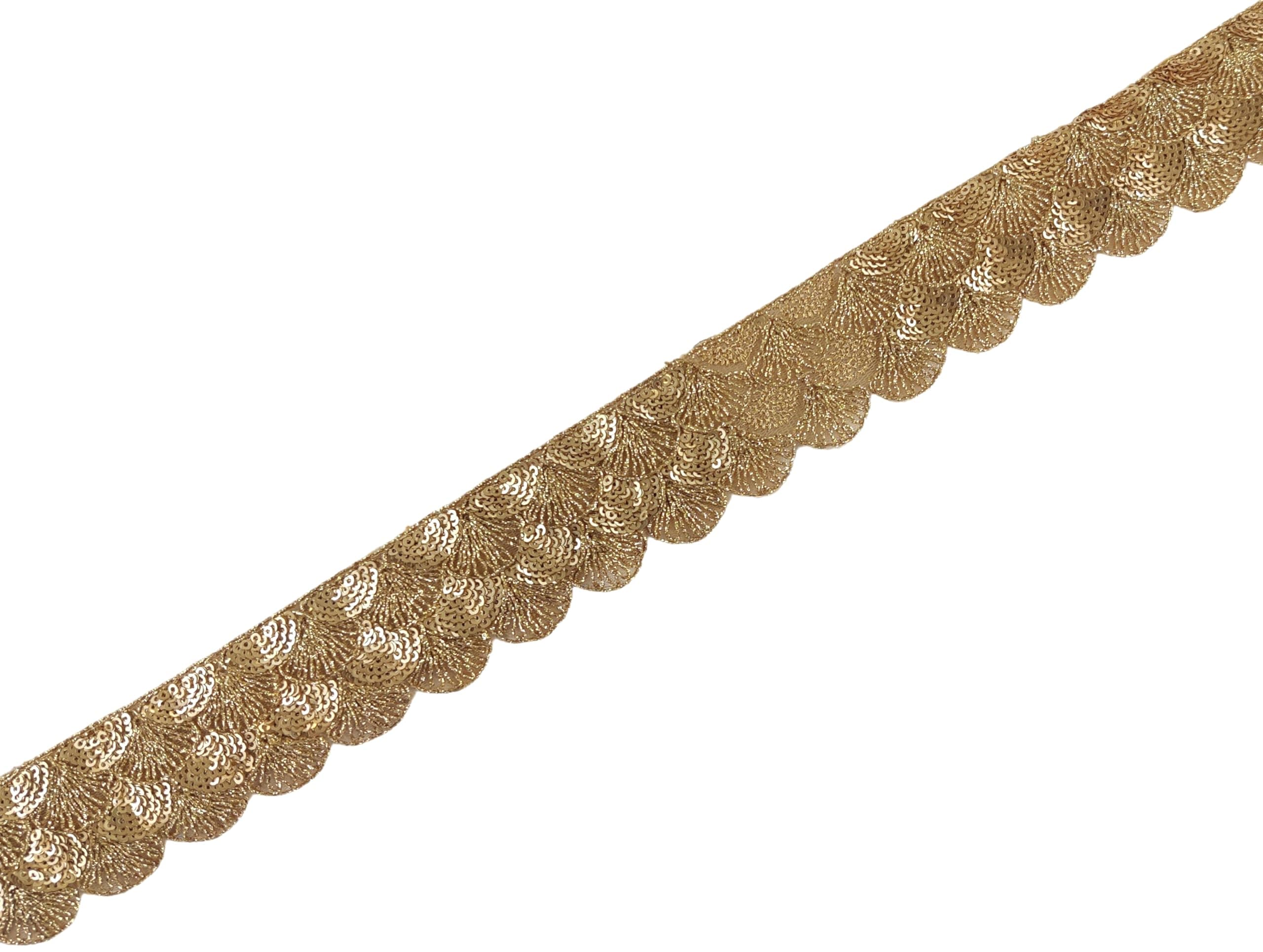 Embroidered Indian Trim - 3 Yards - Gold Sequin Lace - by Craftbot