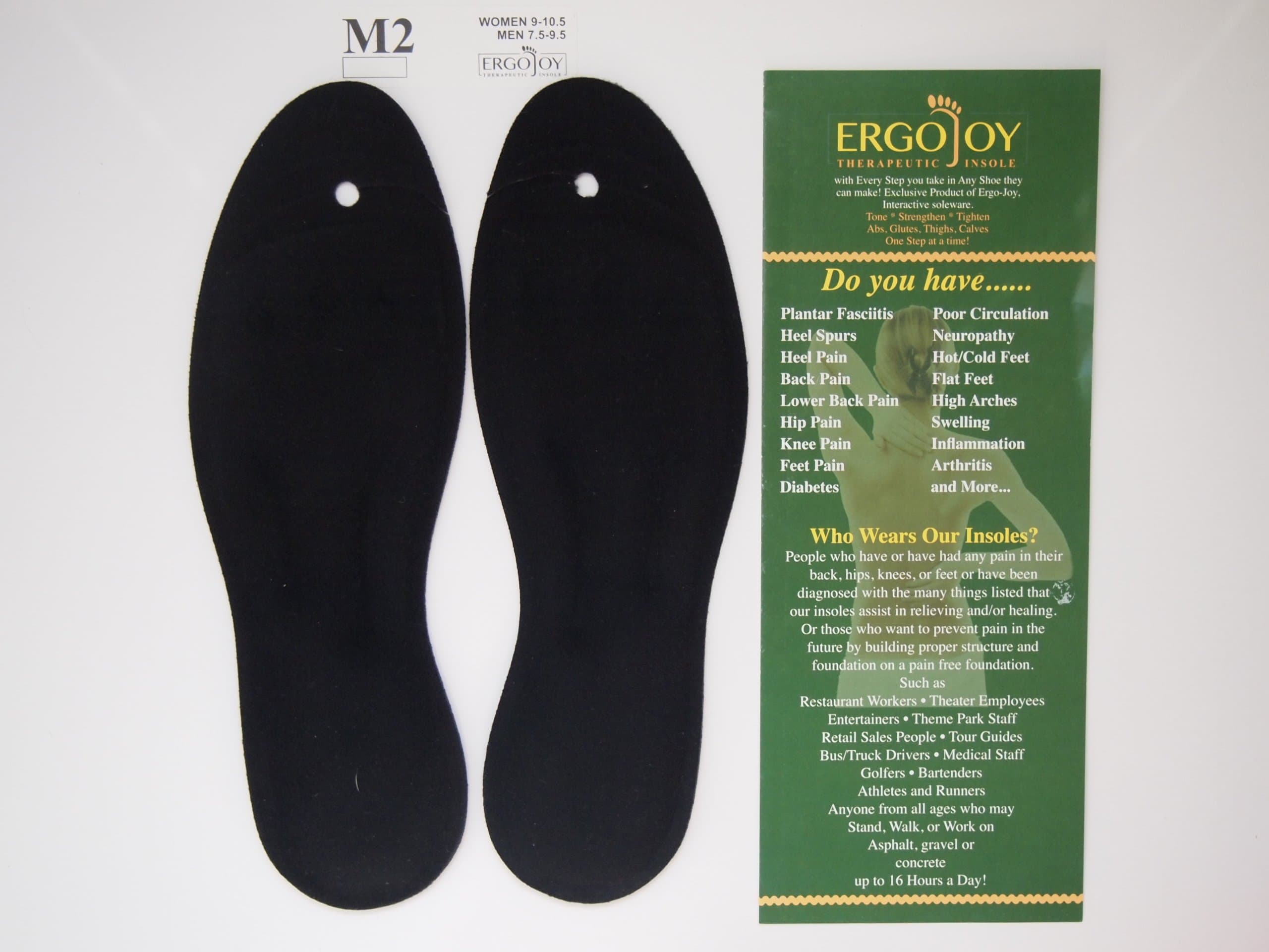 ErgoJoy FLIP- FLOP Gel Insoles MEDIUM 2 - Women's Shoe Size 9-10.5 Mens Size 7.5-9 / ++3 YEAR WARRANTY