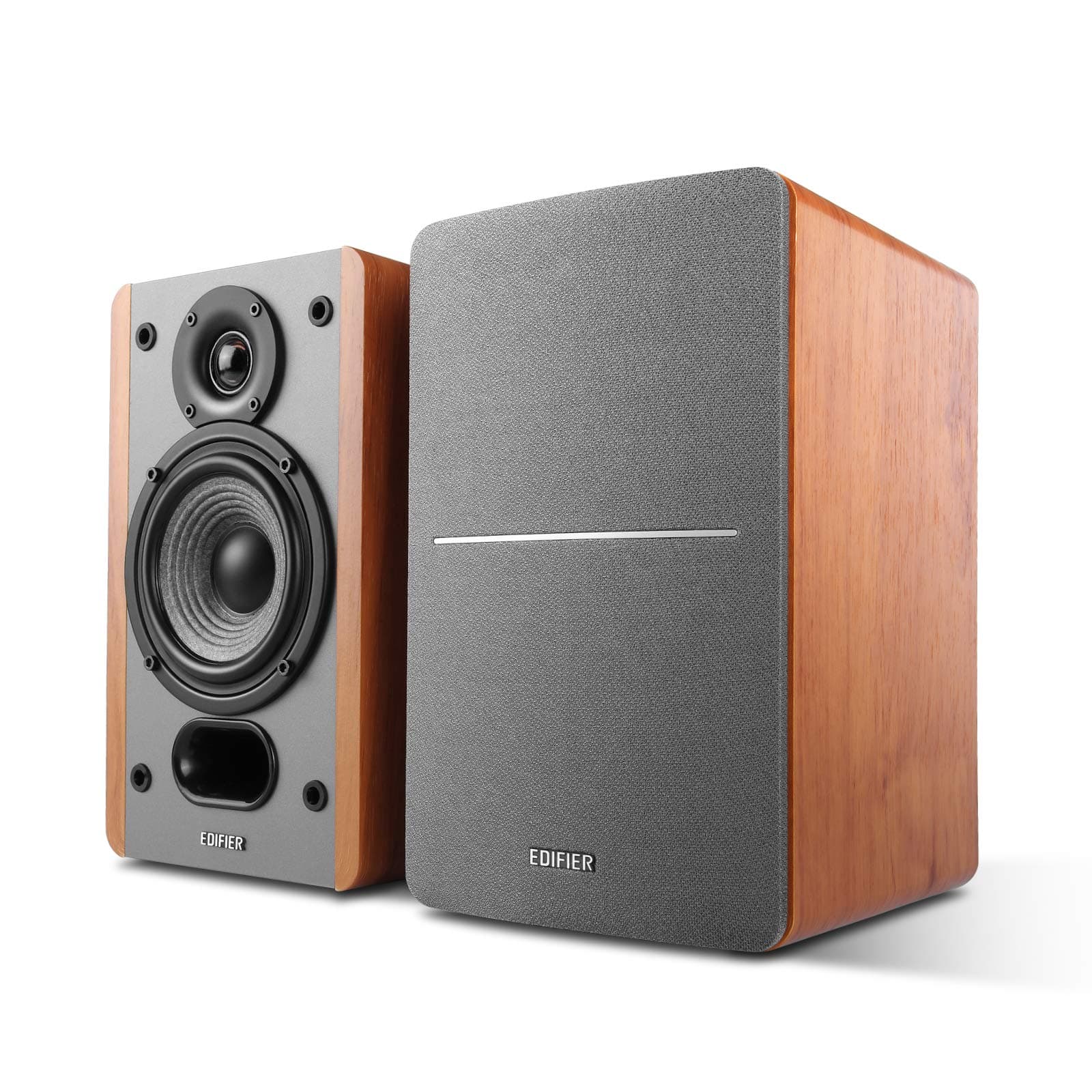 P12 Passive Bookshelf Speakers - 2-Way Speakers with Built-in Wall-Mount Bracket - Wood Color - Brown, Auxiliary