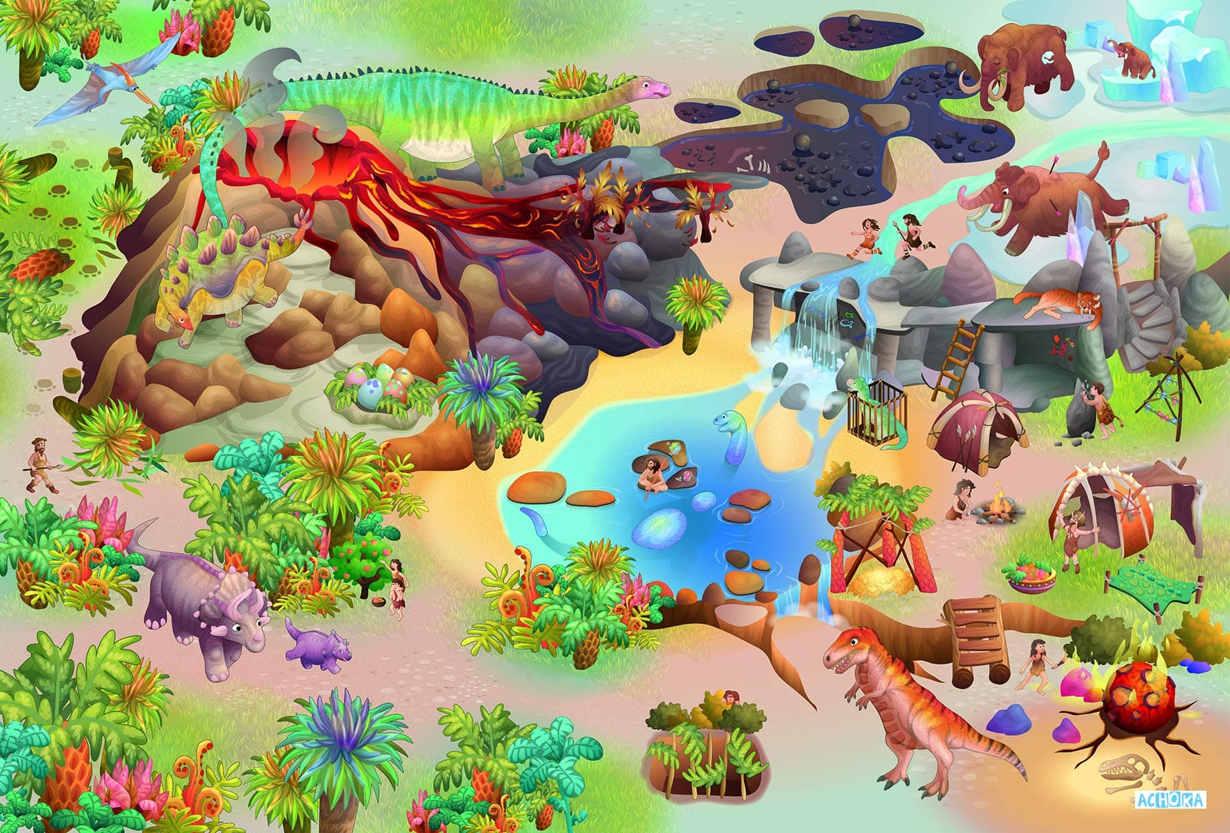 Playmat Collection Connect "Dinosaurs Carpet, Multi-Colour, 100 x 150 cm