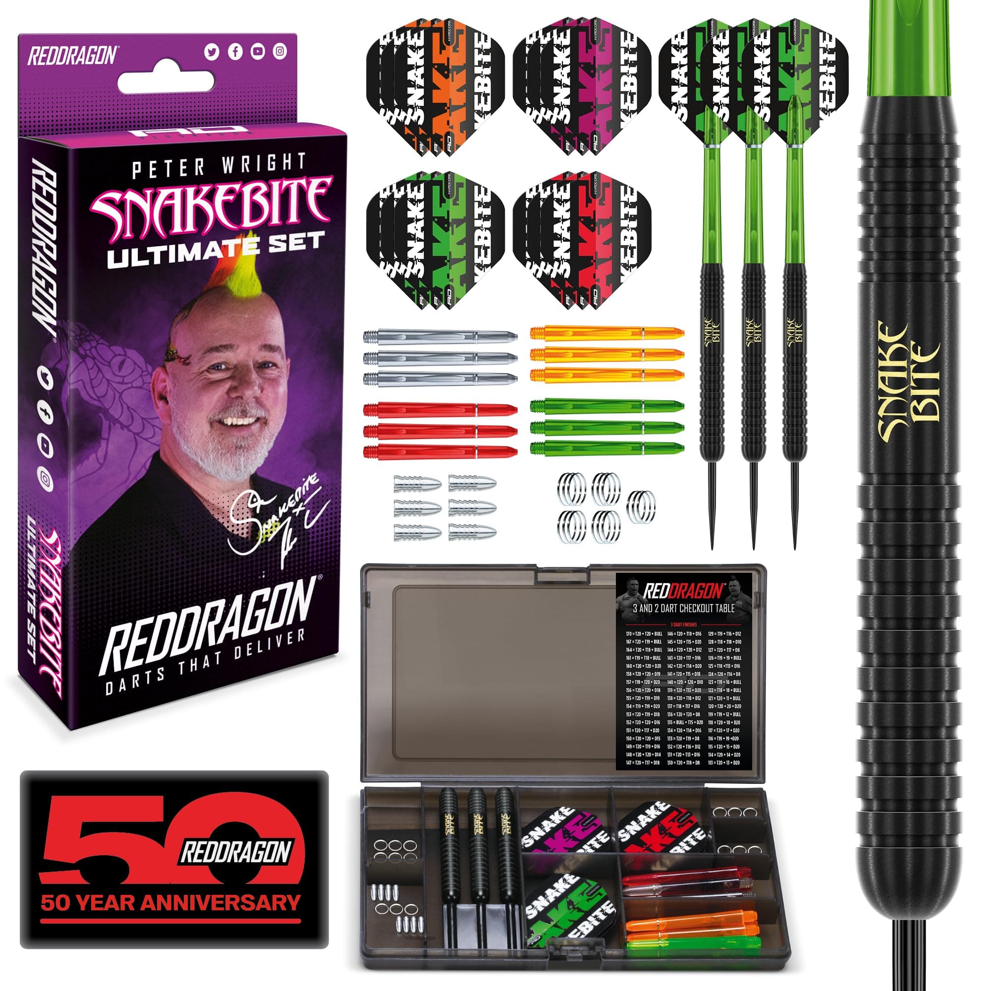 Peter Wright Snakebite Brass Darts Sets