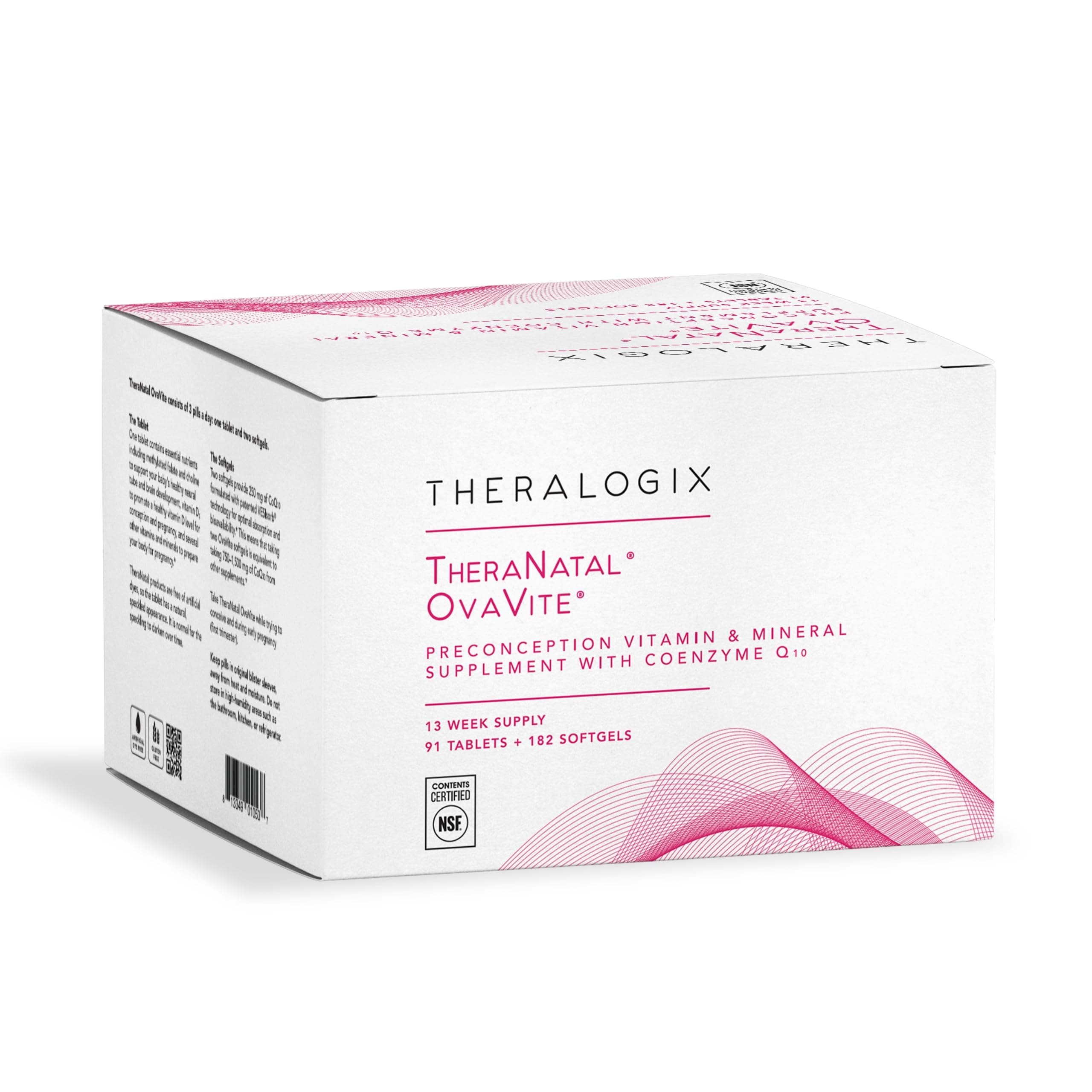 Theralogix TheraNatal OvaVite Preconception Vitamins - 13-Week Supply - Prenatal Vitamins & Fertility Supplement for Women with CoQ10* - NSF Certified - 91 Tabs, 182 Softgels (91 Servings)