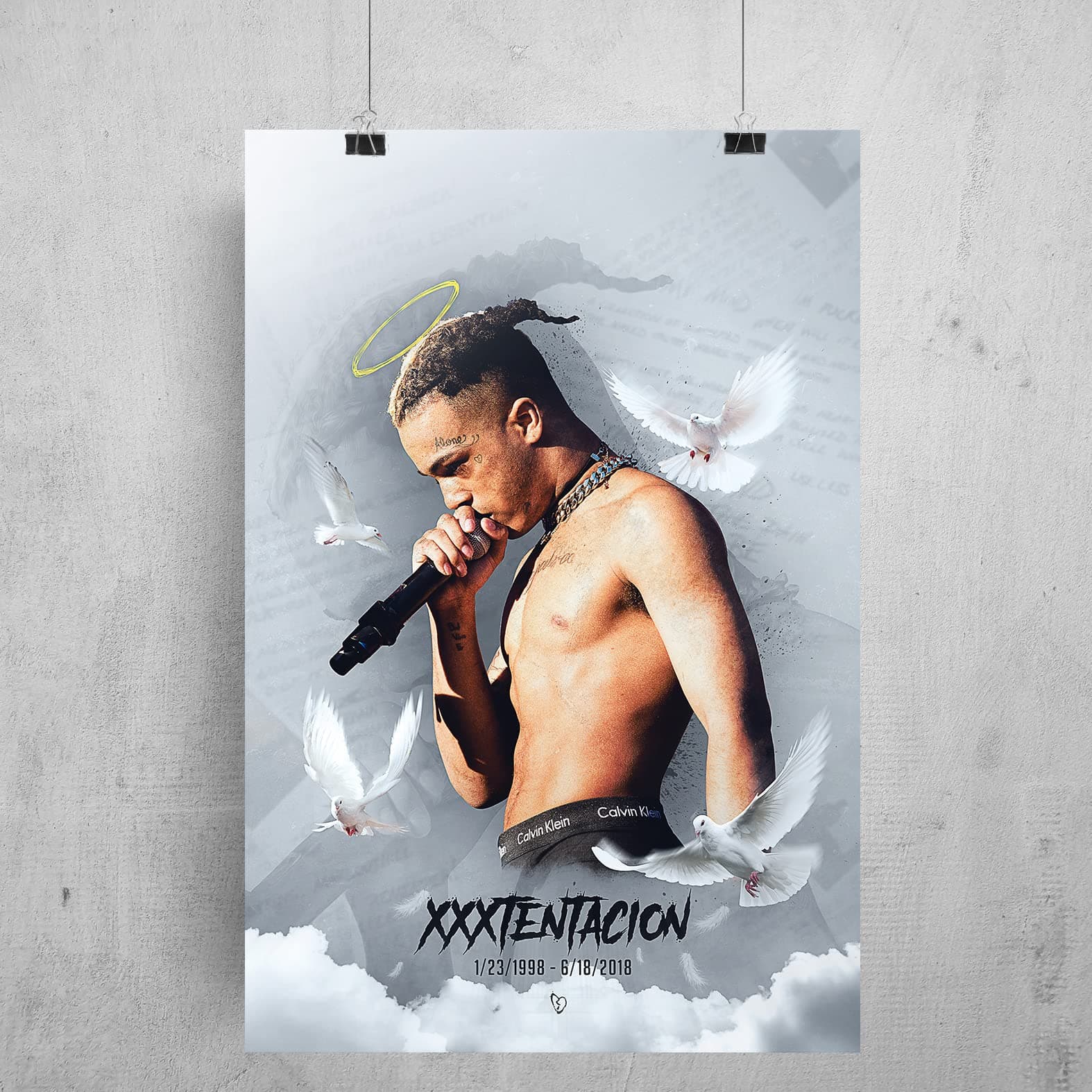 RedCloud XXXTENTACION Heaven Popular Music Artist Art Wall Poster of Size 12x18 inch | Adhesive Tape Attached Wall Decor Posters, Music Posters, Wall Art For Bedroom, Living room, Office