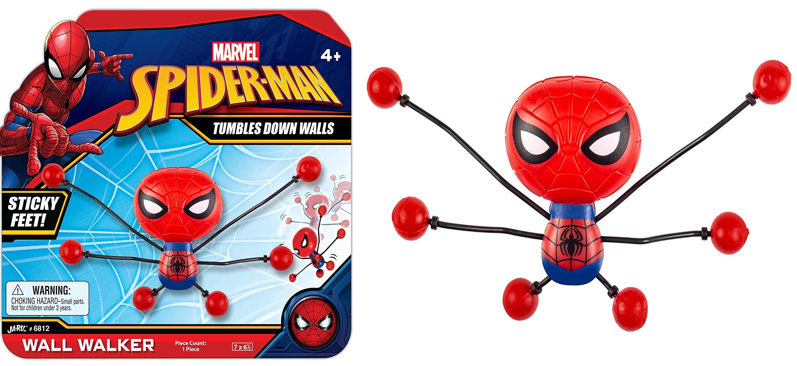 JA-RU Spiderman Window Crawler Wall Climbers Rolling Sticky Toys (1 Unit) Marvel Avengers Superheroes Fidget Toy Wall Walker Climber Crawler Sticky Wacky Toy. Party Games Pinata Toys. 6812-1