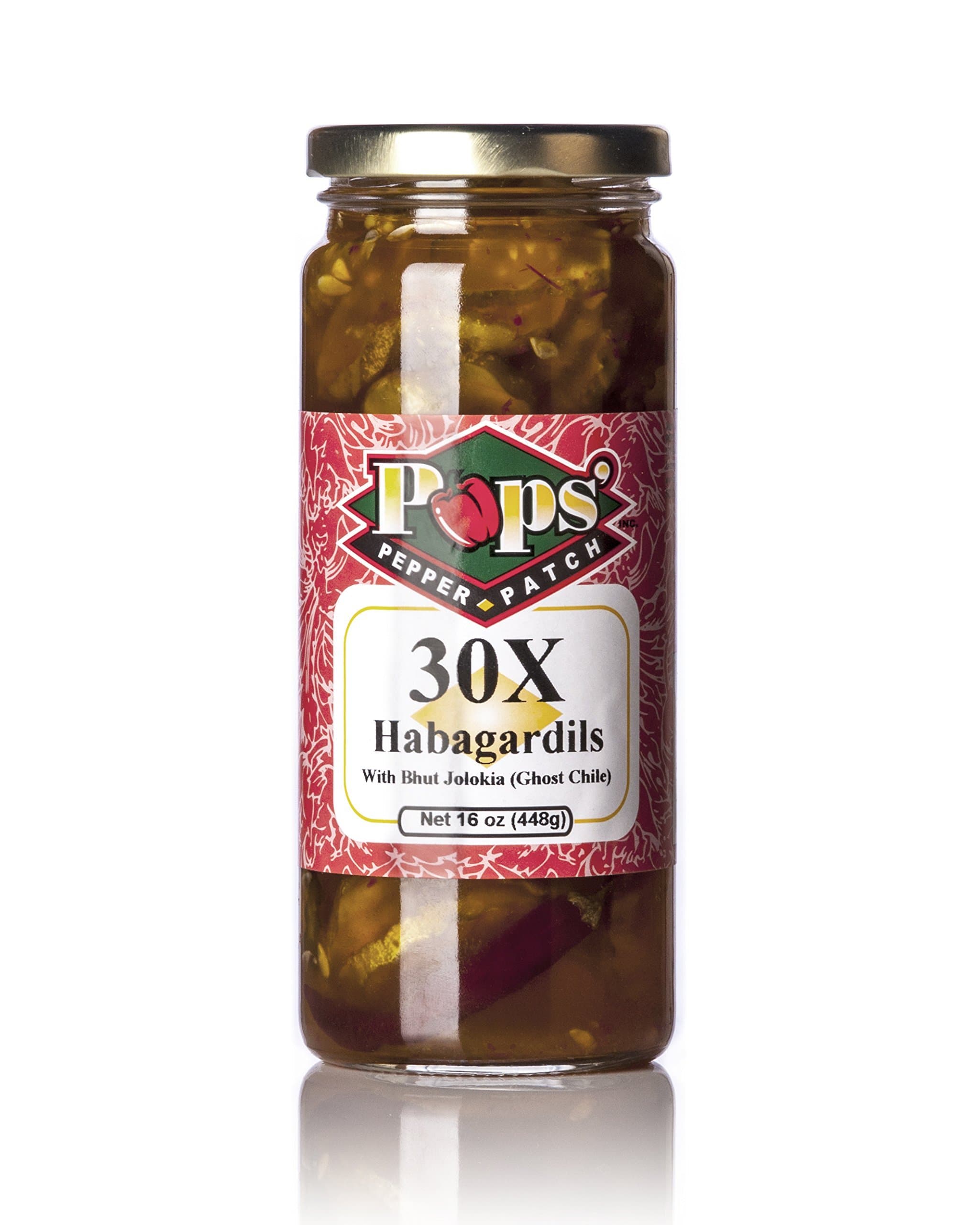 Pops Pepper Patch Spicy Sweet Dill Pickle Chip Ghost Pepper and Carolina Reaper Habagardil (30X)