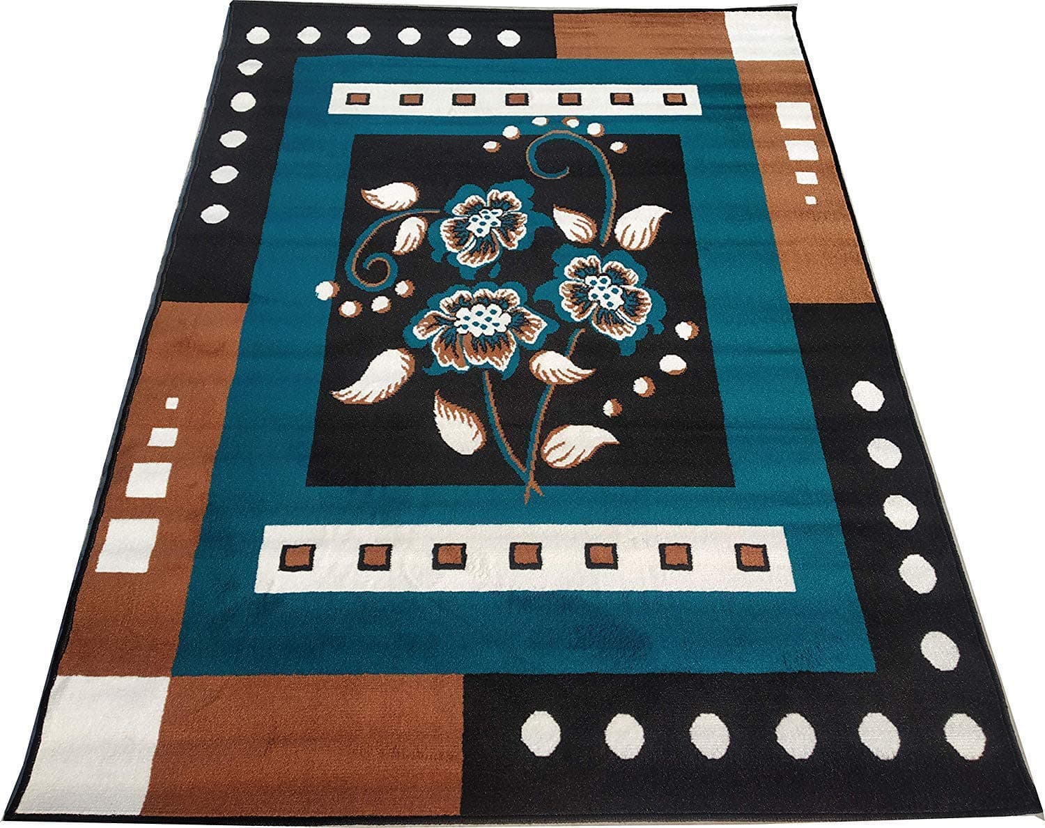Rashid Rugs Super Soft Carpet for Bedroom & Living Room Size - 3 X 5 Ft (Teal & Brown)