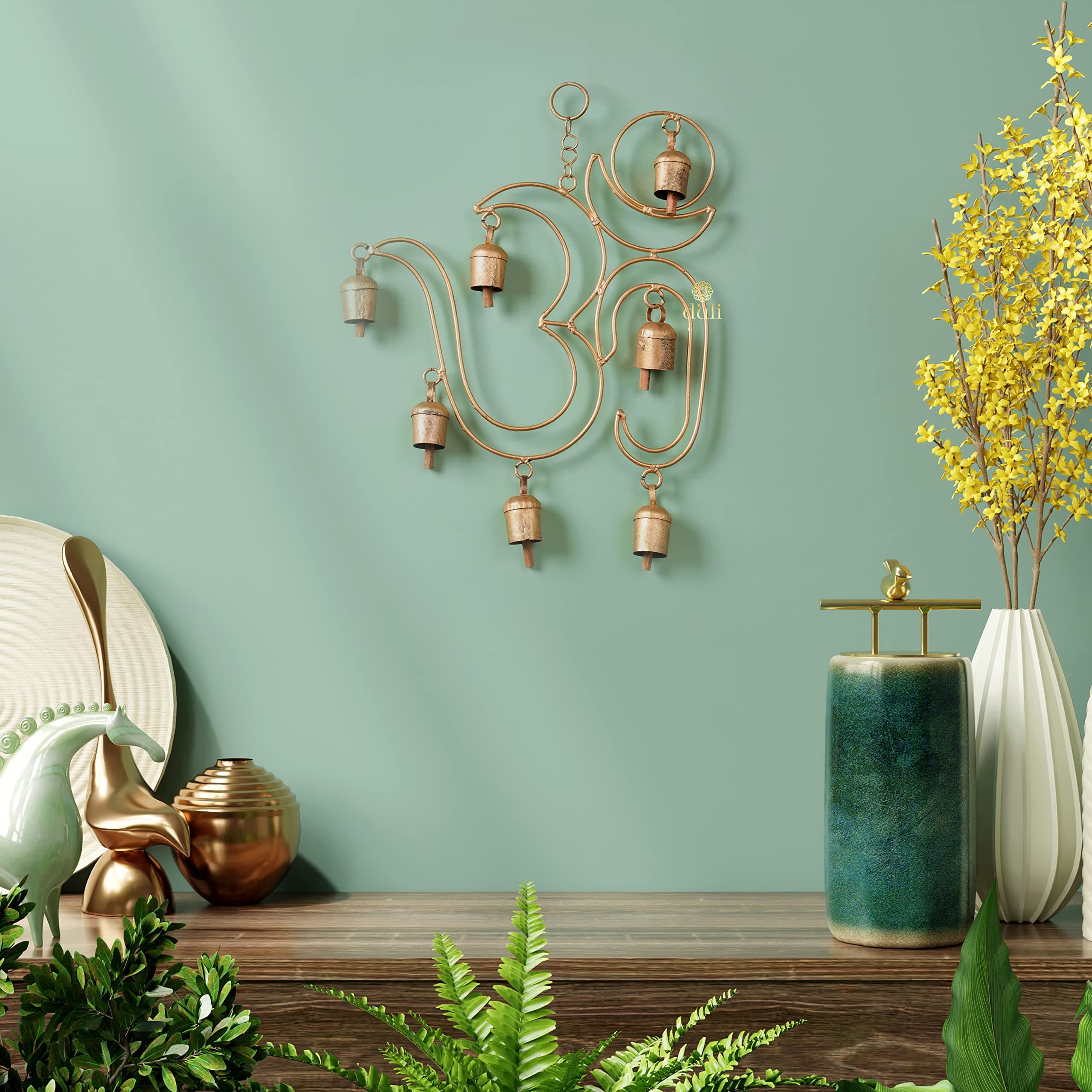 DULI Metal Windchime Metal Wall Hanging, Feng Shui, Wall Art, Wall Decor, PositiveVibes, Rustic Wall Hangings, Metal Wall Art,Diwali Decoration, Diwali Gifts (MetalWallHanging- BigOM13x10)