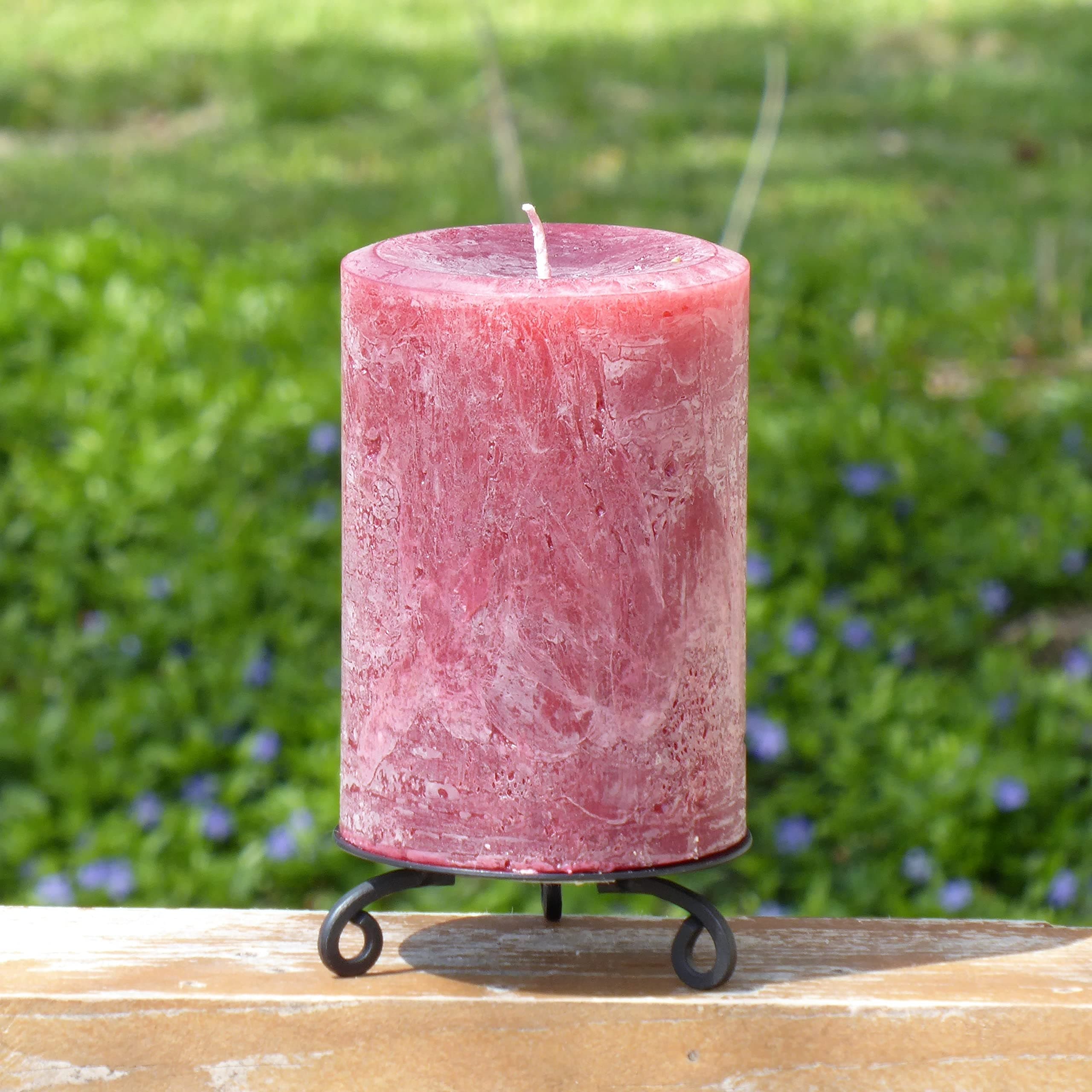 Burgundy Candle - Unscented Rustic Extra Big 4" Wide - Choose 4", 6" or 9" Tall
