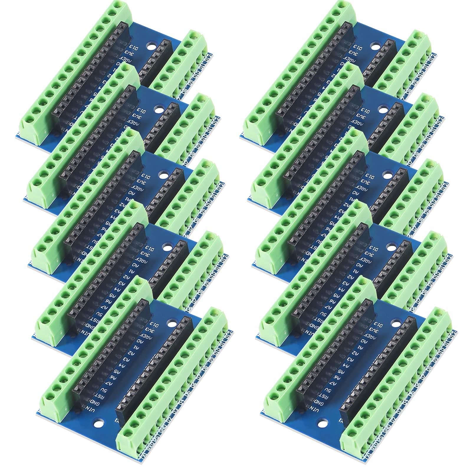 10PCS Nano Terminal Adapter Shield Expansion Board Compatible with Arduino Nano V3.0 AVR ATMEGA328P-AU Module