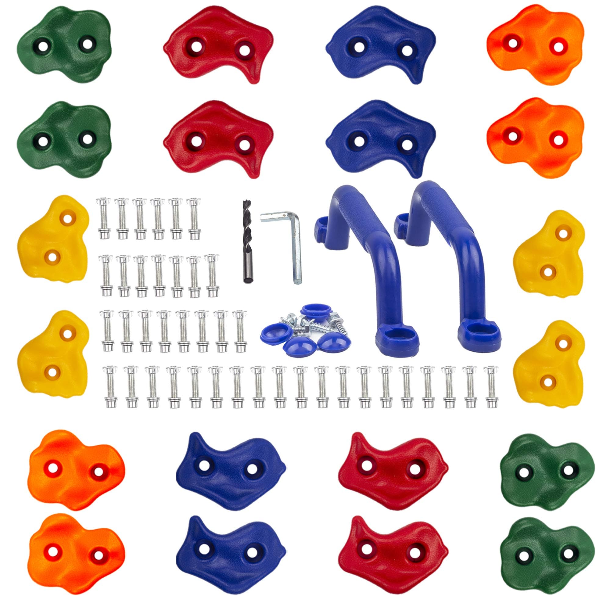 KINSPORY 20 PCS Climbing Holds, Rock Wall Holds for Kids, Colourful Pig Nose Shape Climbing Set for Indoor Outdoor Playground Play Set