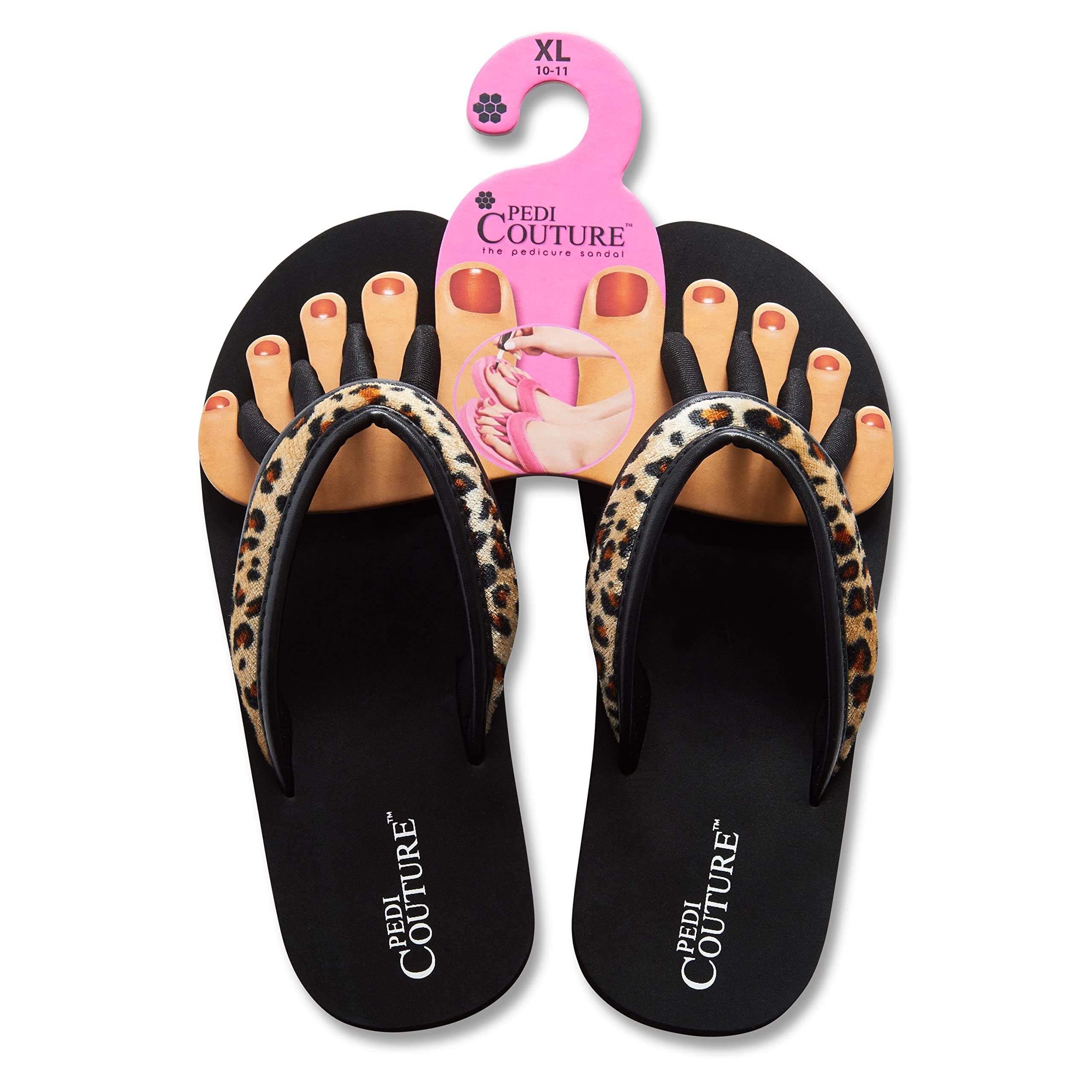 Pedi CoutureSPA, pedicure, sandal, black with leopard look