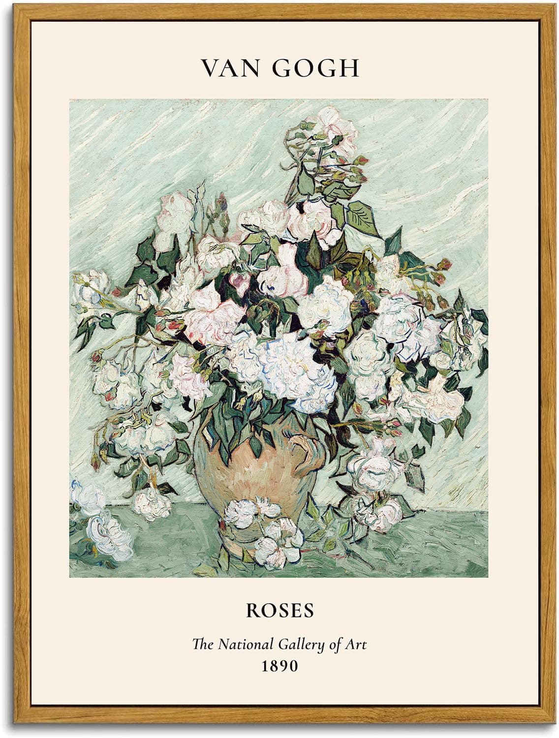 KBKBART Sage Green Framed Canvas Wall Art, Abstract Van Gogh Wall Art Exhibition Posters, Vintage Flower Art Prints Painting, Retro Boho Green Wall Decor for Aesthetic Bedroom Bathroom Wall Decor (12