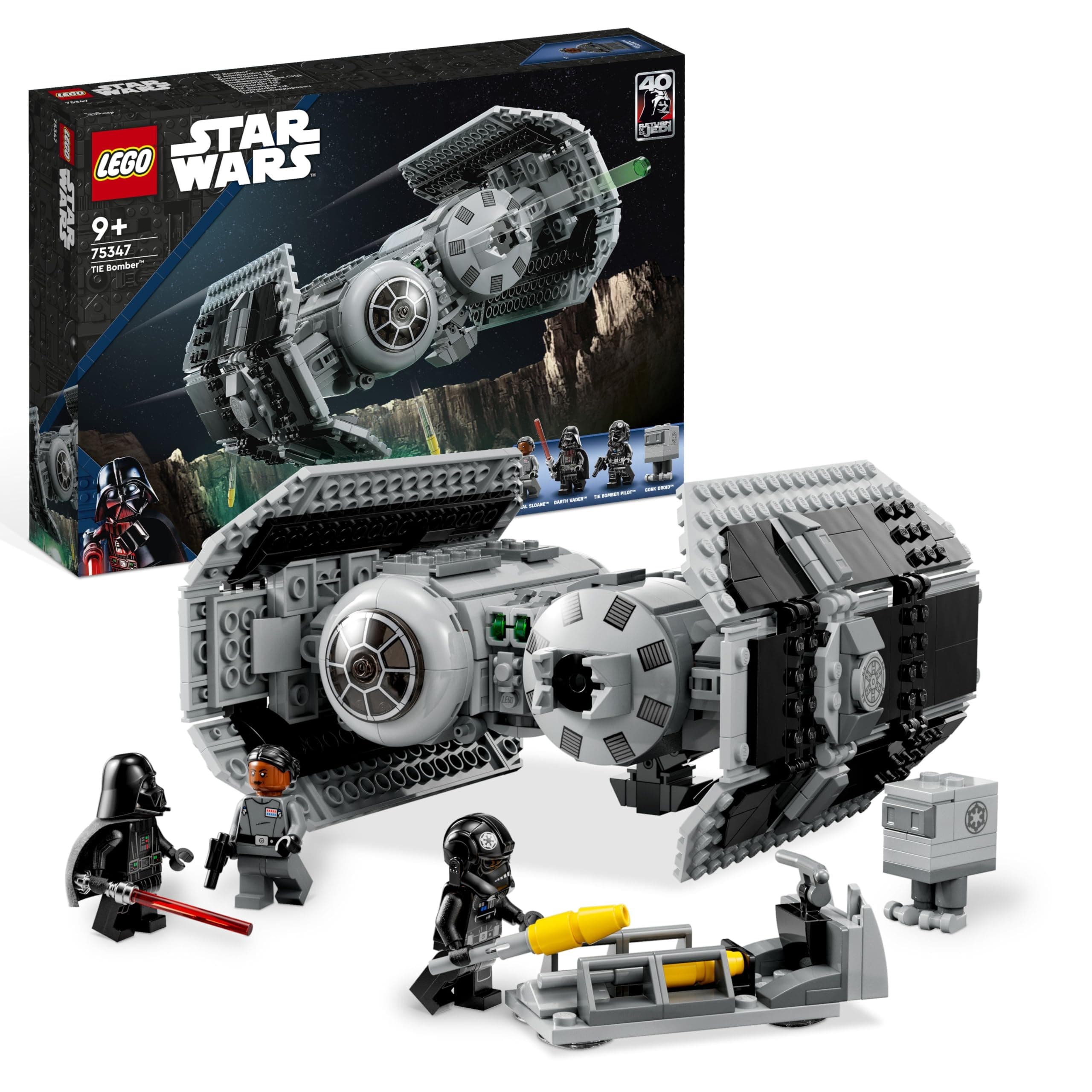 Star Wars 75347 TIE Bomber Building Toy - Starship Model incl. a Gonk Droid Figure & Darth Vader Minifigure with a Lightsaber - Gift for 9+ Year Old Boys