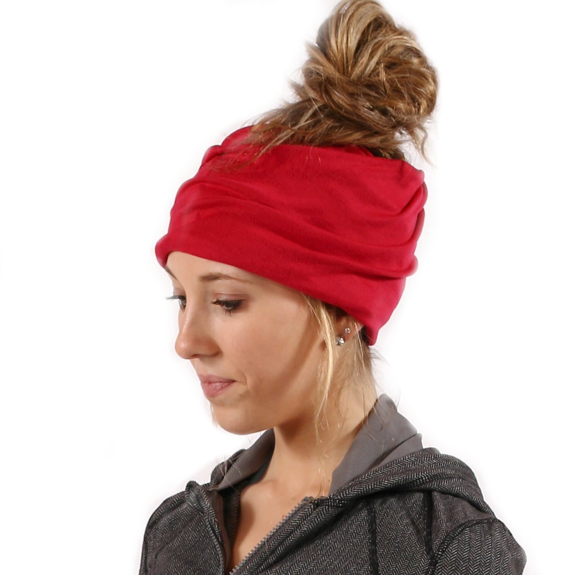 Women's Slouchy Beanie with Hole (Red)