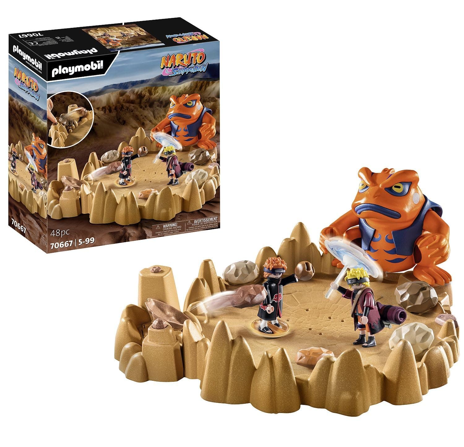 Playmobil 70667 NARUTO SHIPPUDEN Naruto vs. Pain, Exciting battle with crater base plate and giant toad Gamakichi, anime collectors figure, collectable playset suitable for children and fans ages 5+