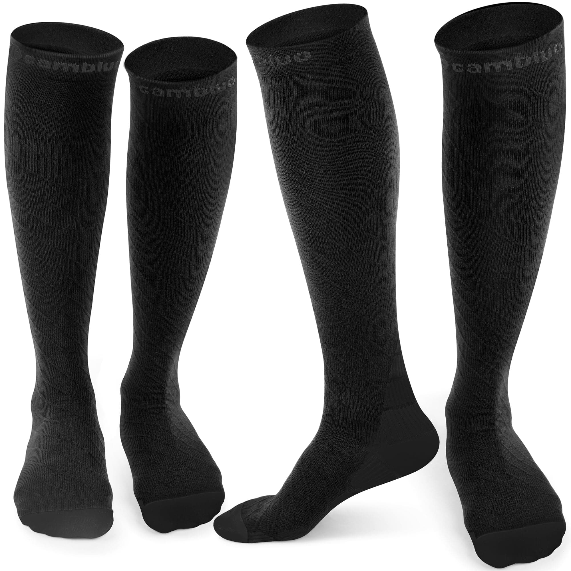 CAMBIVO Compression Socks for Women & Men 2 Pairs, Flight Socks Compression Stockings Running Socks for Calf & Ankle Support, Sports, Flying, Maternity Pregnancy, Nurses, Travel