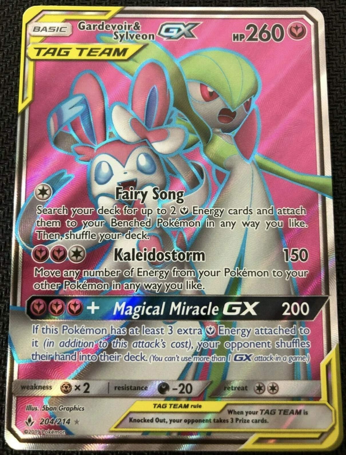 GARDEVOIR & Sylveon GX 204/214 - Full Art - Unbroken Bonds - NM/M - 100% Guaranteed Authentic