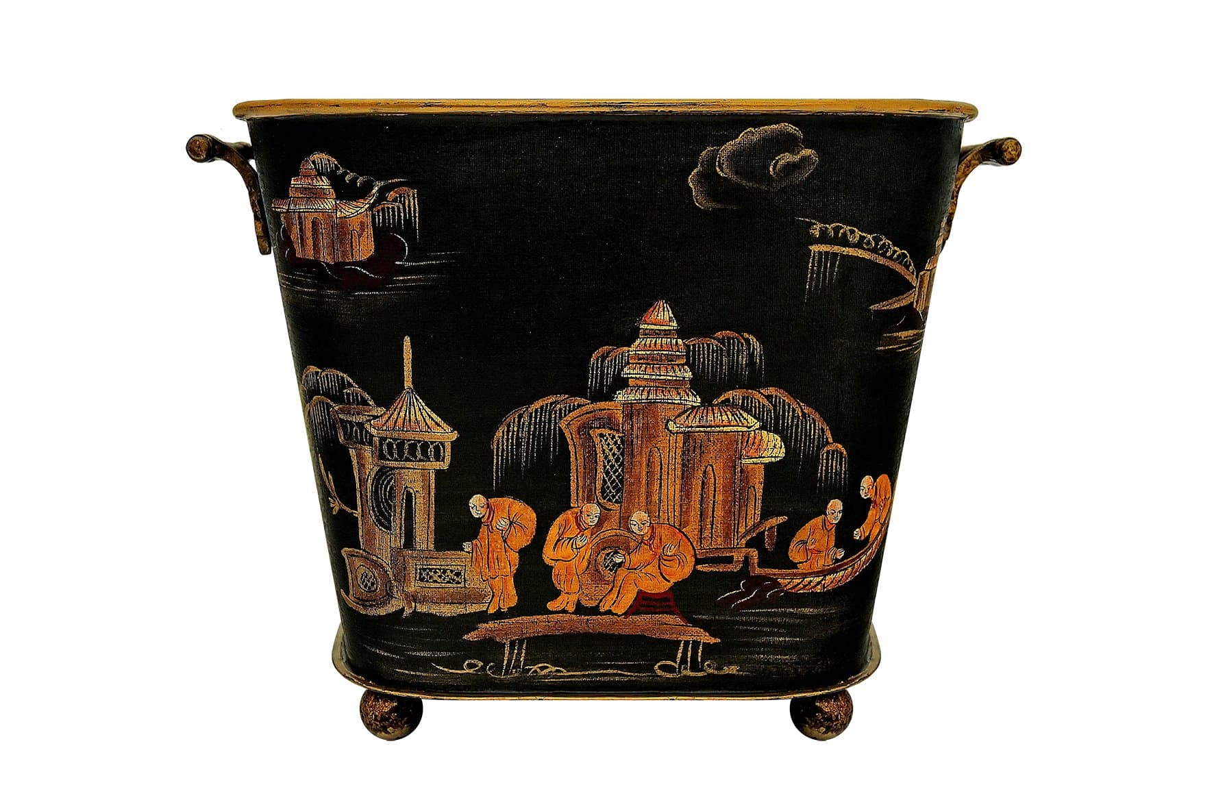 Mr Fredrik Pot Or Trash Can in Hand Painted Plate, Metal, Multi-Colour, 34 x 36 x 36 cm