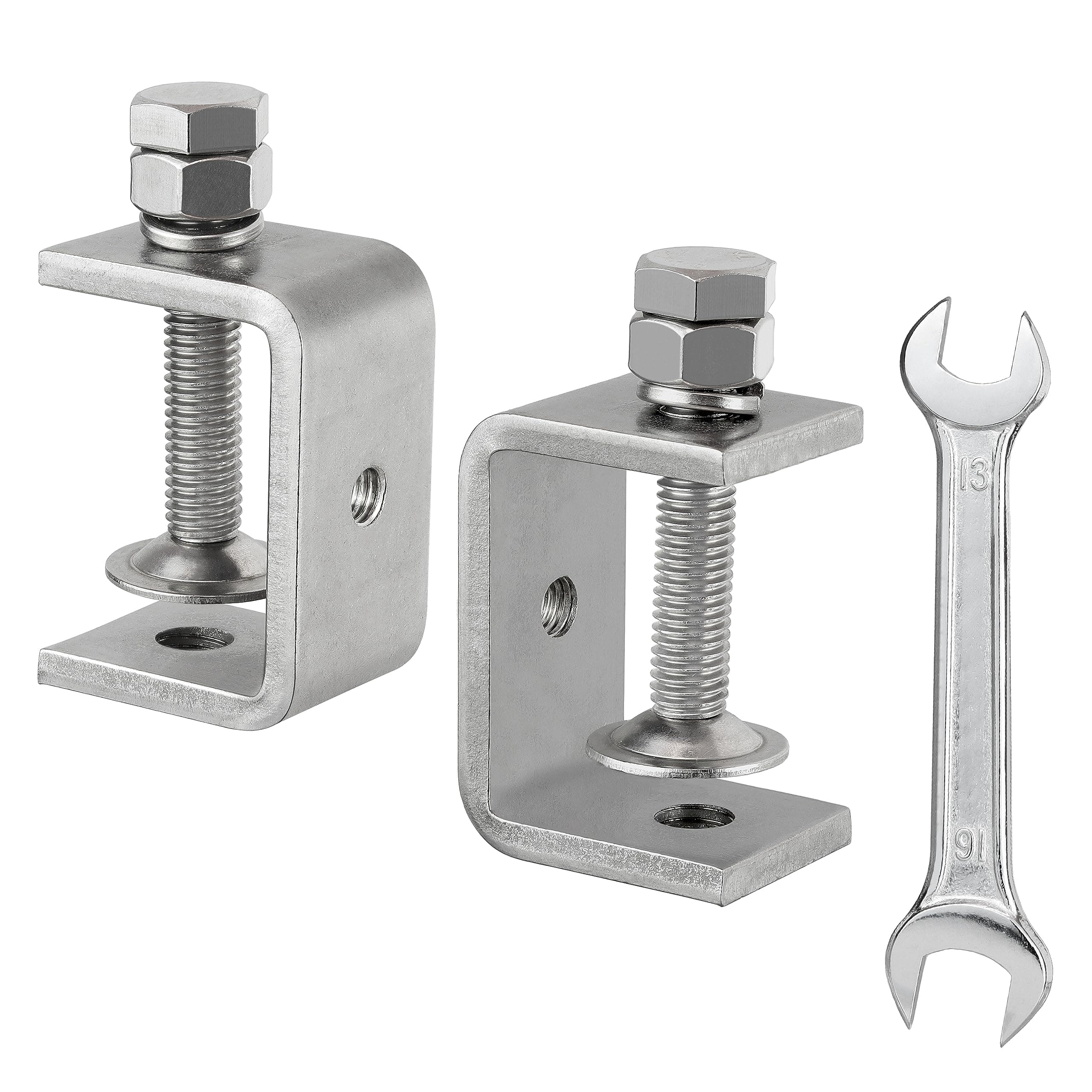 304 Stainless Steel C Clamp,1 1/2 Inch Tiger Clamp Woodworking Clamp Heavy Duty C Clamps for Woodworking, Welding and Construction,Features Stable Wide Jaws and Protective Pads(2 Pcs)