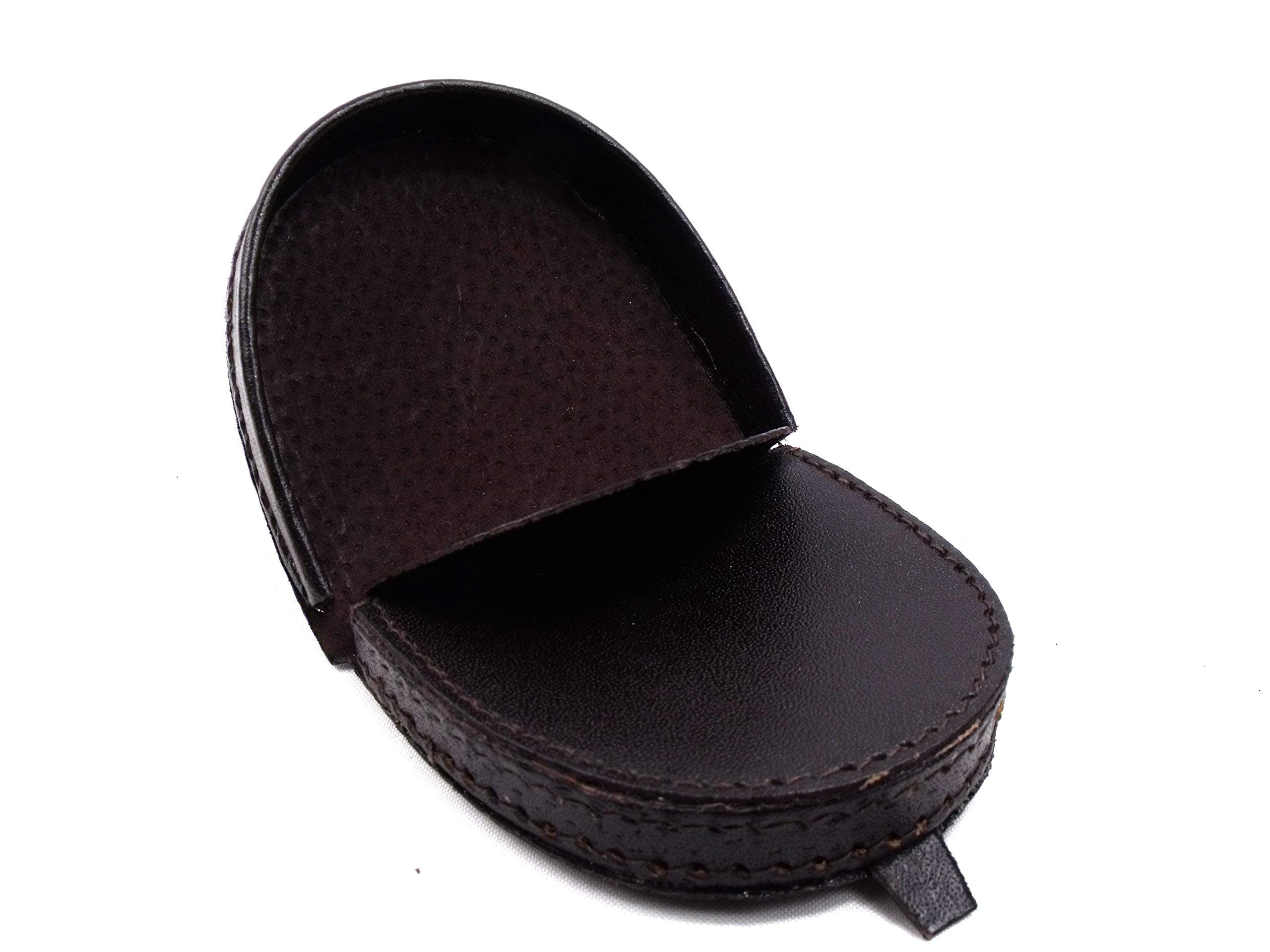 Mens Real Leather Coin Tray Purse LARGE 8cm x 9cm Coins Pouch Wallet (Black)