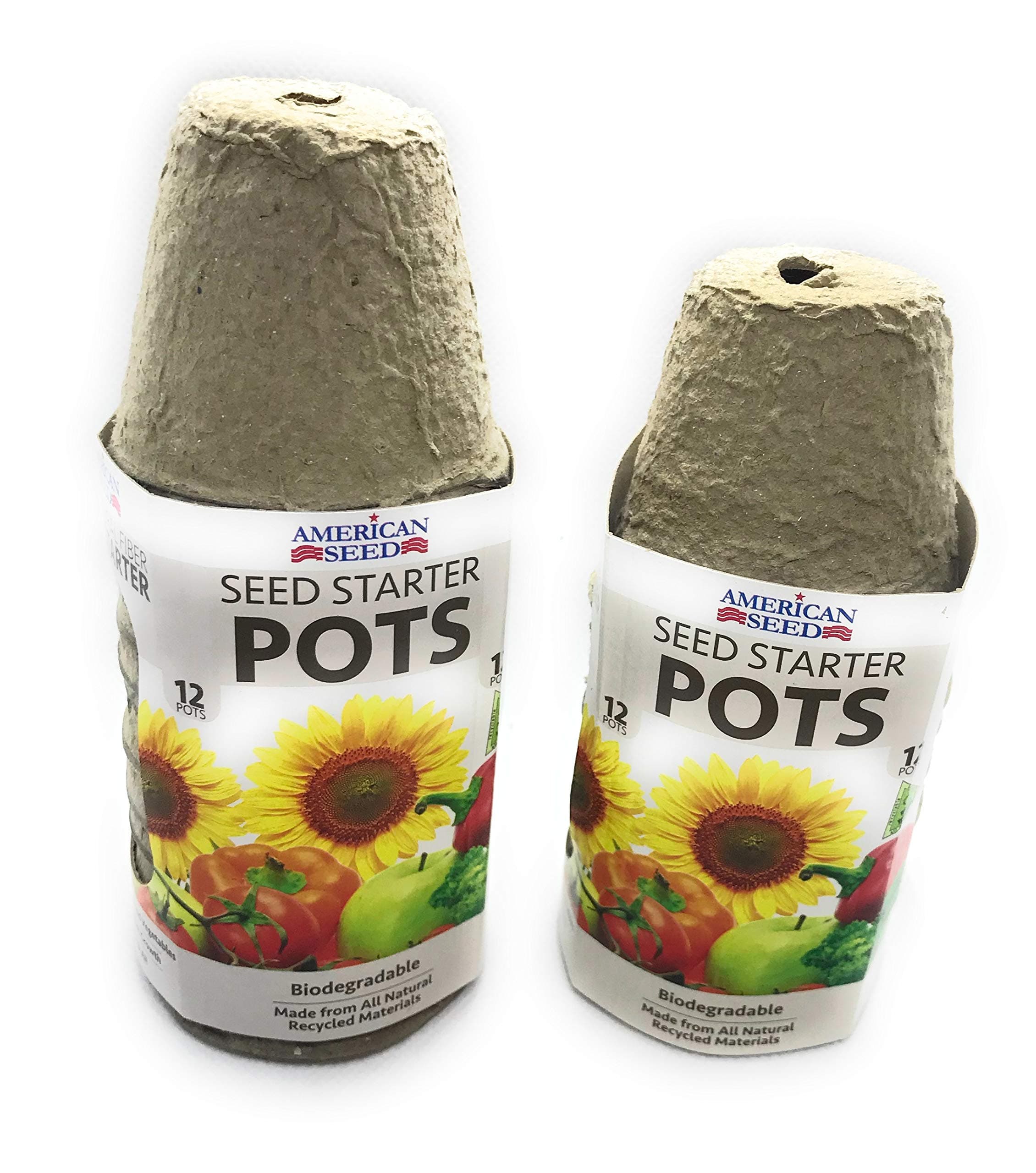 All Natura Fiber, Organic, Seed Starter Pots - 2 Sets of 12 for Total 24 Count