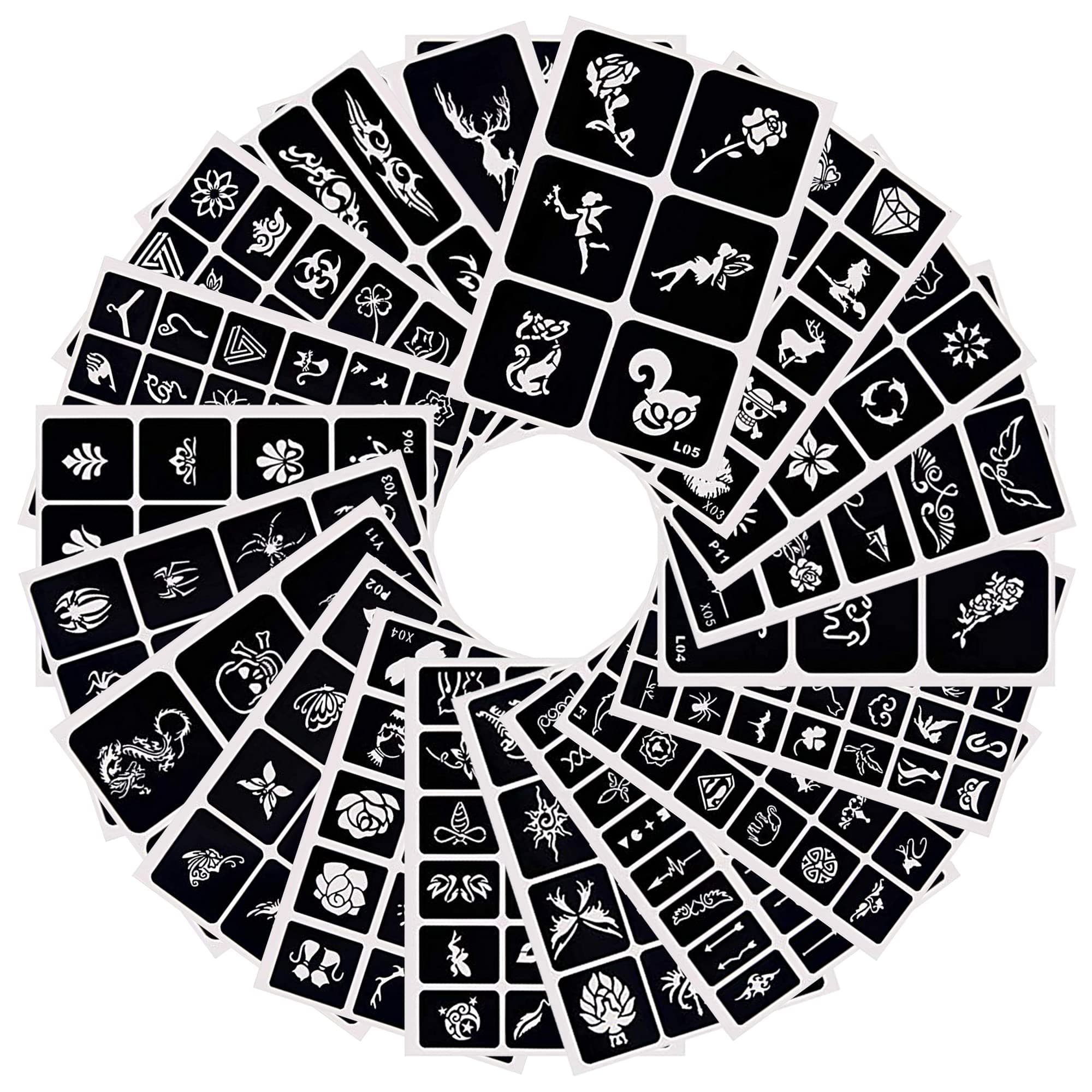 Mayplous 282 Designs Temporary Tattoo Stencils Removable Tattoo Stickers Face Paint Stencils Body Art Stencil Pack Perfect for Glitter Tattoos/Face Paint/Body Art/Temporary Tattoo Ink