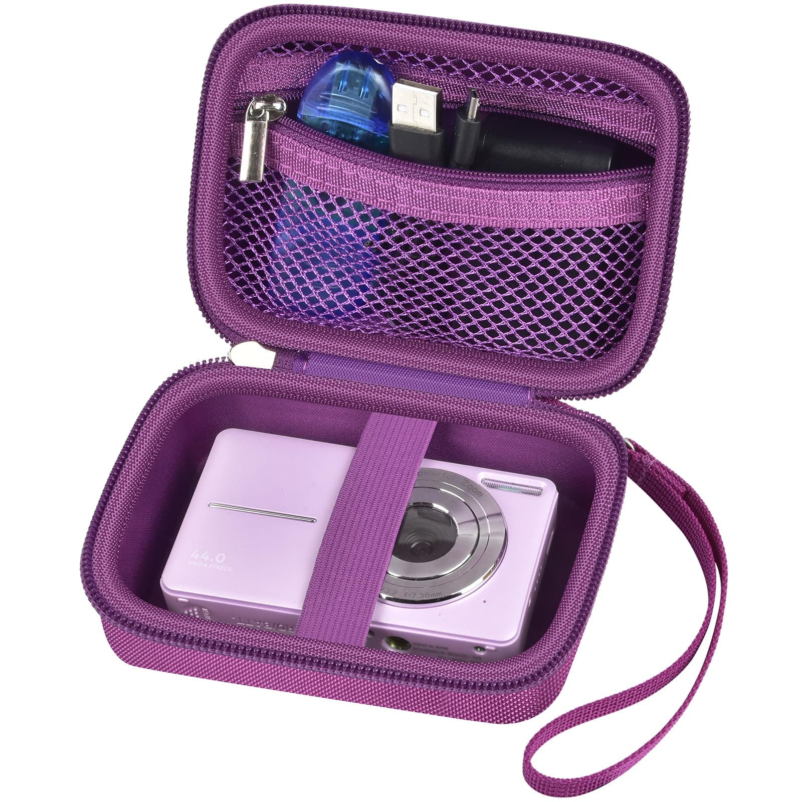 Case Compatible with VAHOIALD FHD 1080P Digital Camera/for CAMKORY Digital Point and Shoot/for Kodak PIXPRO FZ45-BK 16MP Vlogging/for IWEUKJLO/for Nsoela, Holder for SD Card More (Dark Purple)