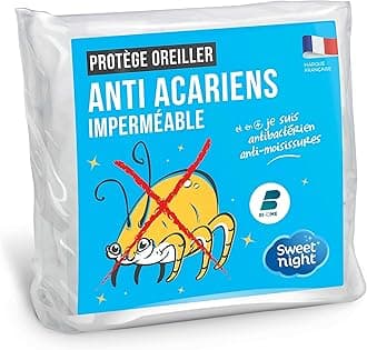 SWEET NIGHT - Pillow Protector 65 x 65 cm | Waterproof and Anti Dust Mite | 100% Cotton Fleece | Silent and Breathable | Zip Closure