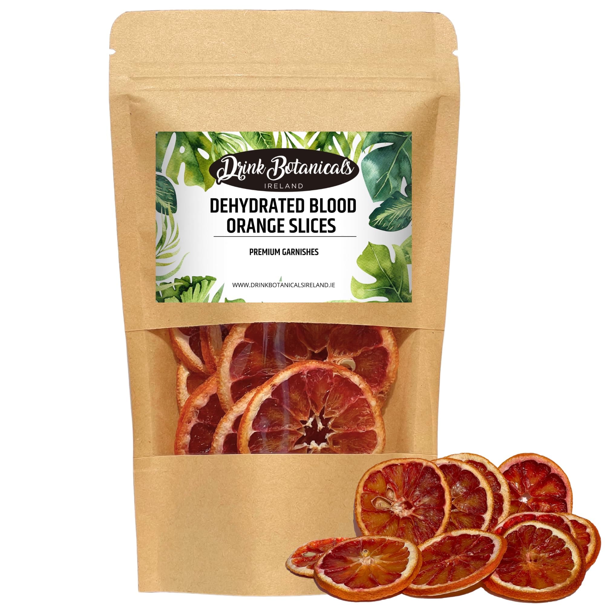 Drink Botanicals Ireland Dried Blood Orange Slices Wheels | 16+Slices | 100% Natural | For Cocktail Garnishing, Wreath, Cakes, Snacking, Infusions, Desserts | 1.76 oz, 50 Grams |Resealable Kraft Pouch