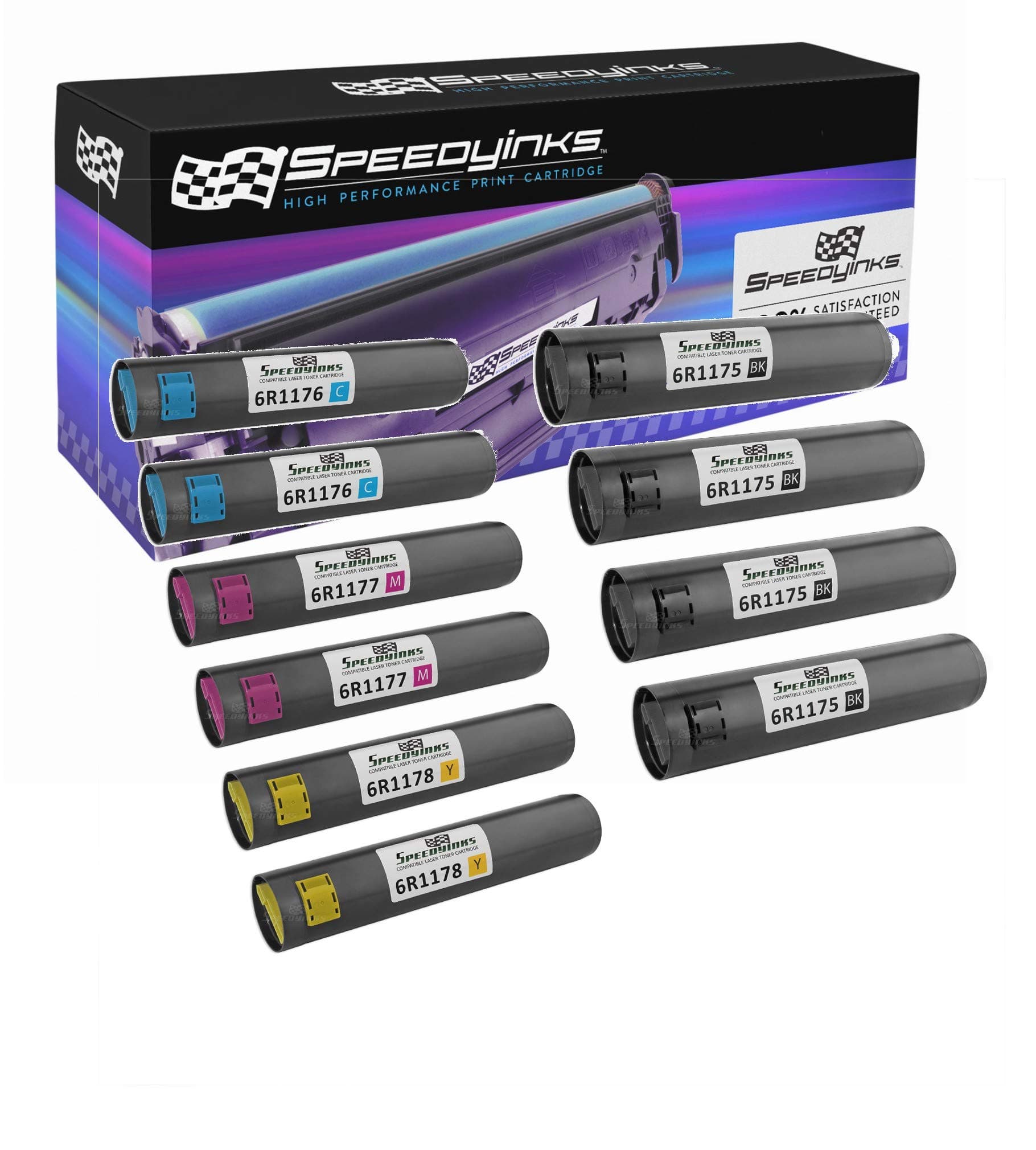 Speedy Inks Compatible Toner Cartridge Replacement for Xerox 6R01175,6R01176,6R01177, 6R01178 (4 Black, 2 Cyan, 2 Magenta, 2 Yellow, 10-Pack)