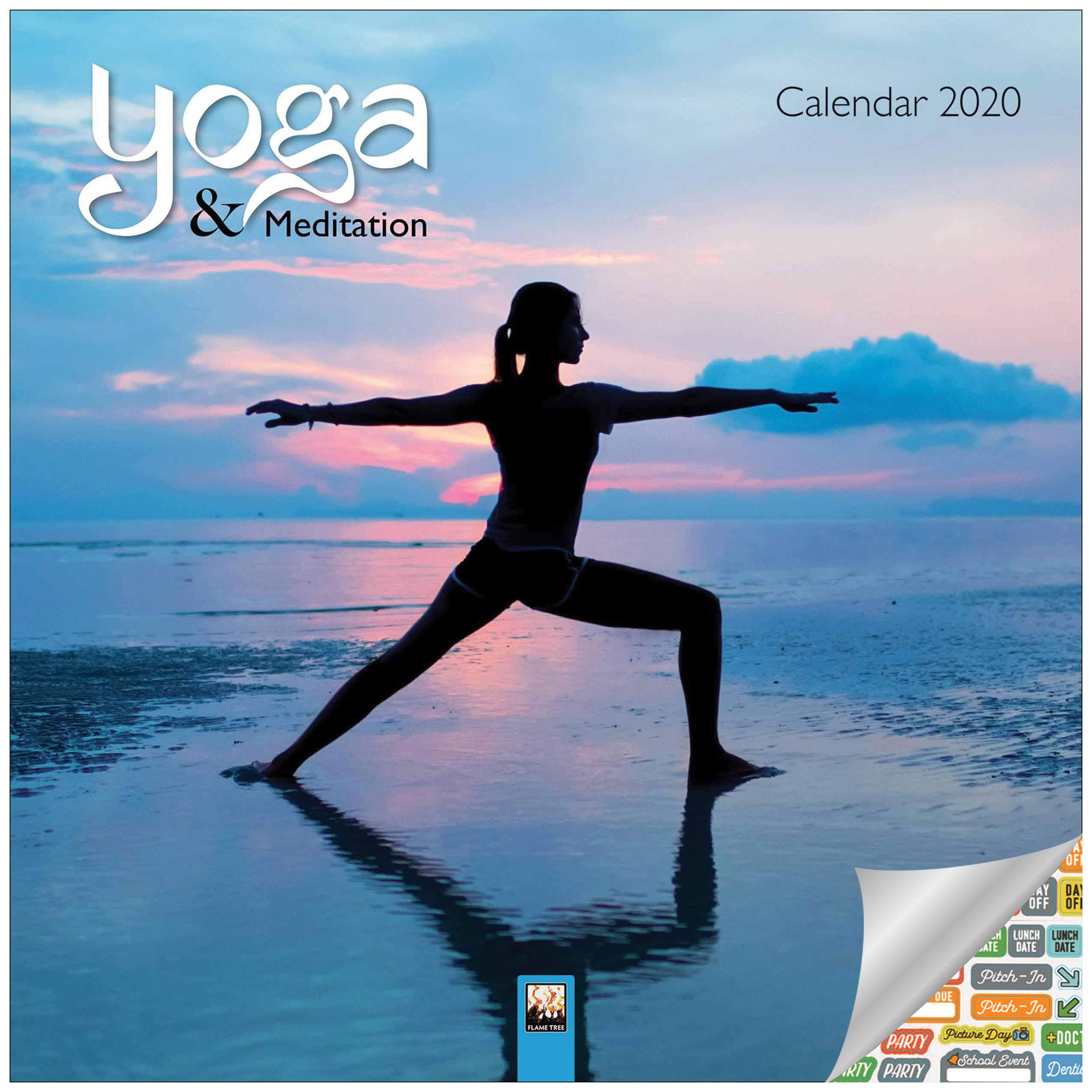 Yoga and Meditation Calendar 2020 Set - Deluxe 2020 Yoga Wall Calendar with Over 100 Calendar Stickers