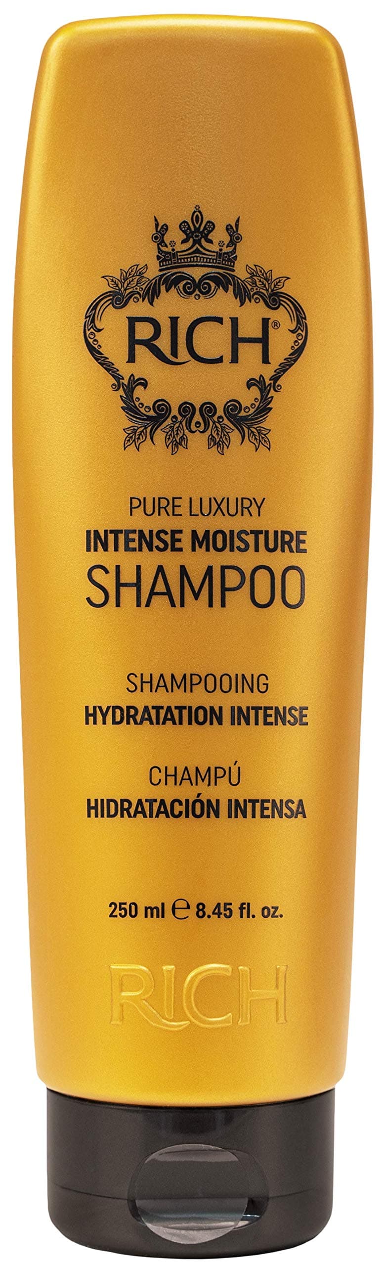 RICH Pure Luxury Intense Moisture Shampoo with Hydrolyzed Keratin and Wheat Protein for All Hair Types - Smoothing & Hydrating - Prevents Breakage, Heat Damage & Frizz, 8.45 Fl oz