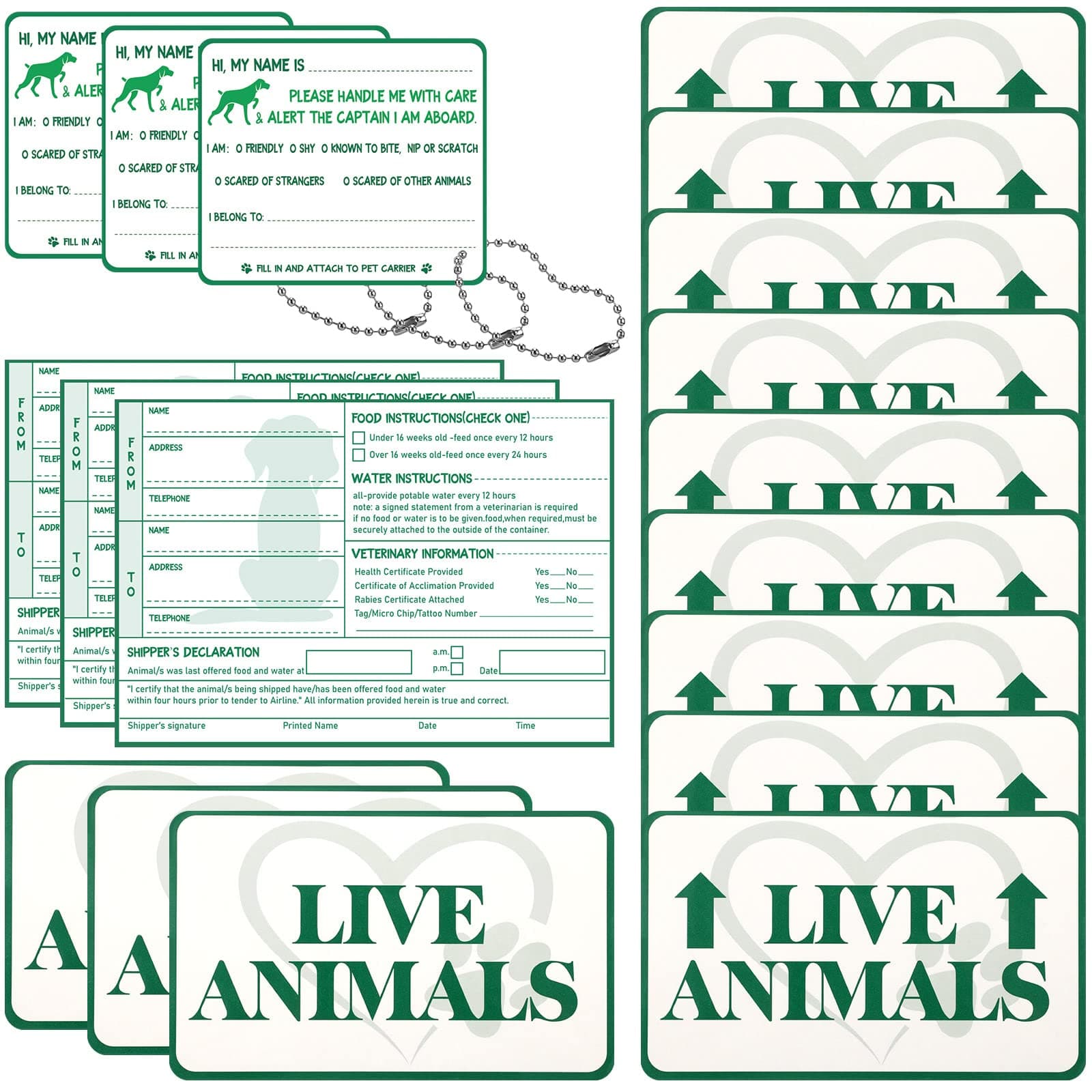 18 Pcs Live Animal Stickers for Airline Cargo Crates Live Animal Labels with Arrow Fragile Mammals Shipping Stickers for Shipping and Packing