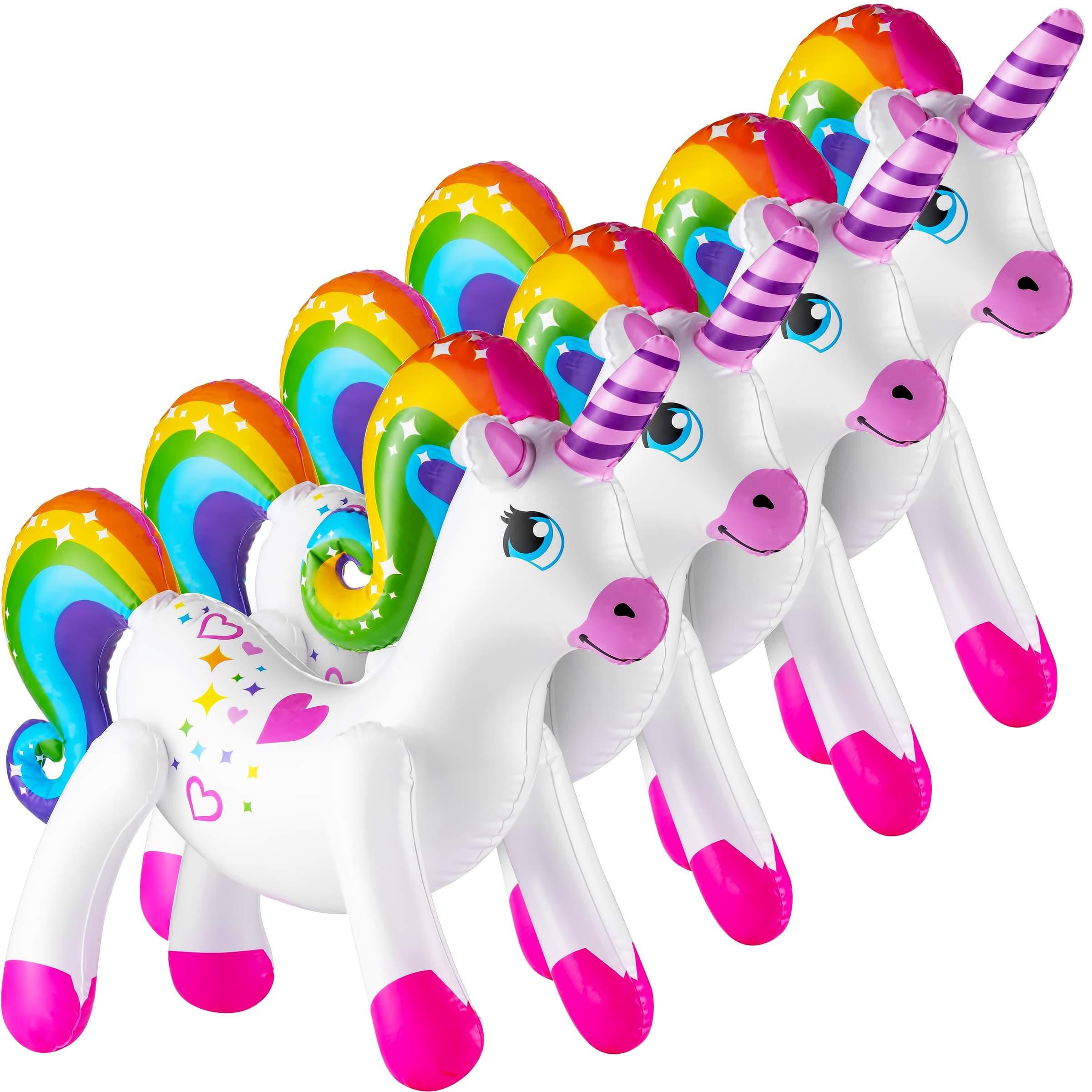 Bedwina Inflatable Unicorn - (Pack of 4) 24 Inch - Large Blow-up Rainbow Unicorns for Unicorn Themed Birthday Party Decor, Pool Fun, and Party Decoration Supplies