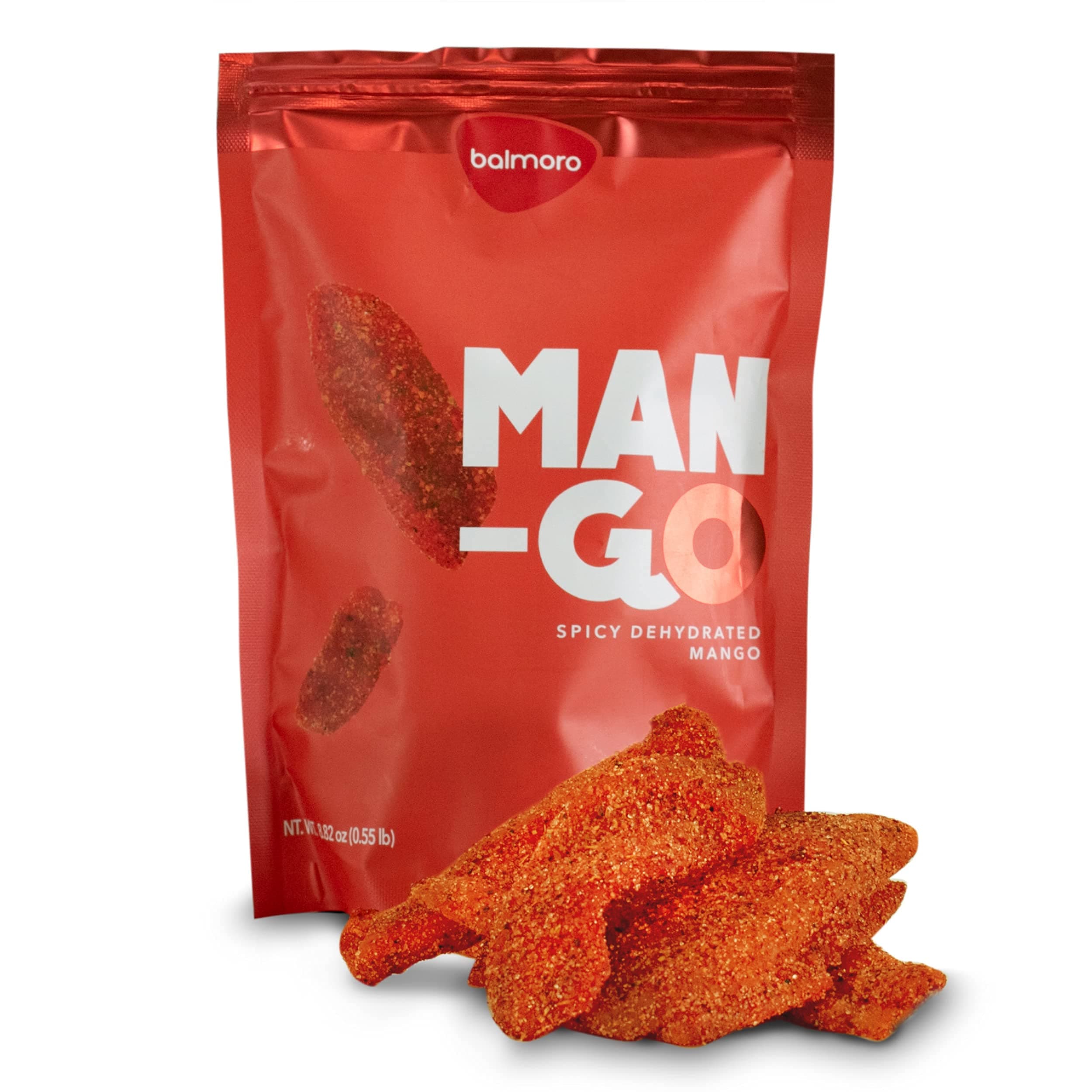 Balmoro Spicy Dehydrated Mango (8.8 oz) - Spicy Dehydrated Mango Fruit Slices - Chili Mango Dried Fruit - Dried Mango with Chili