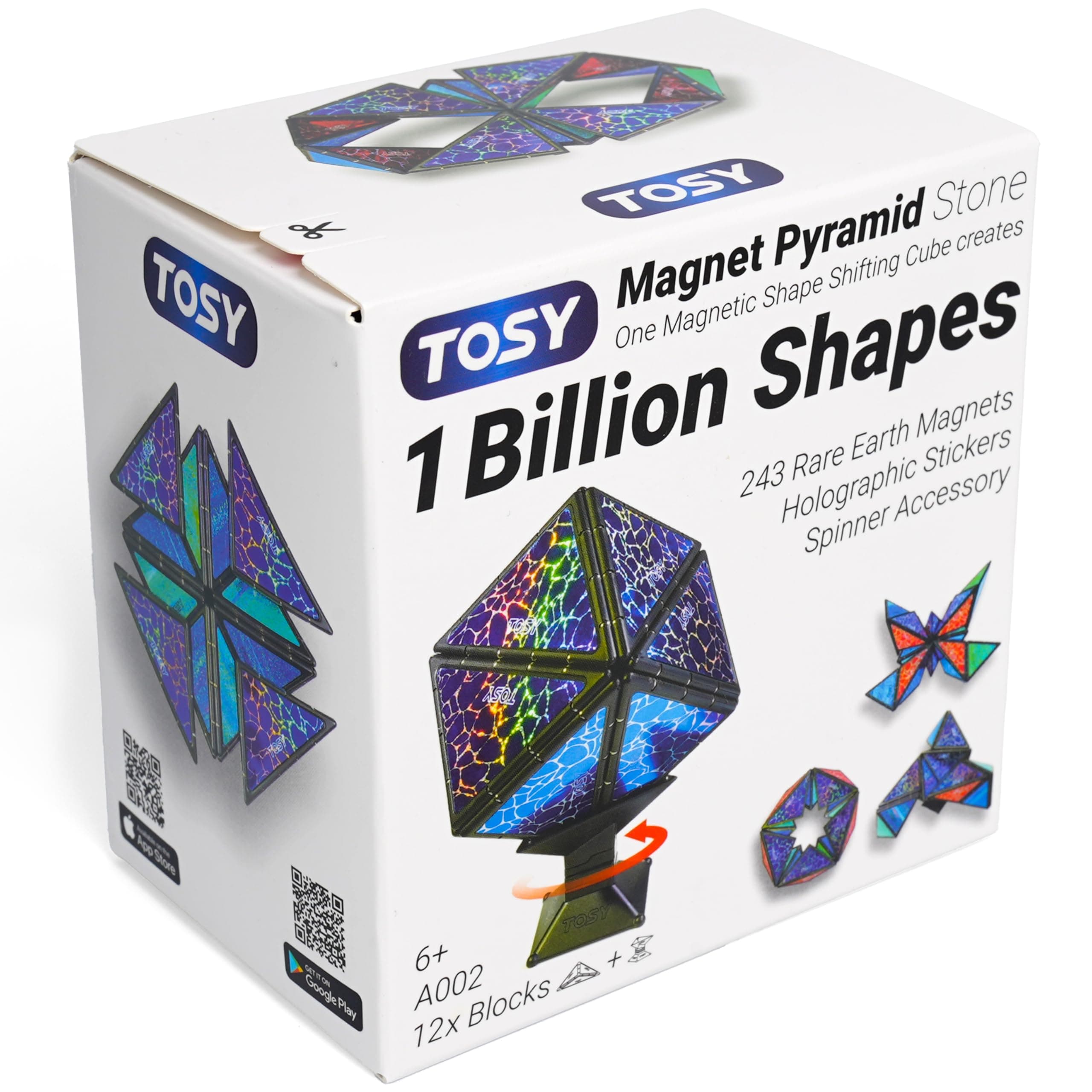 TOSY Magnet Pyramid Stone - 1 Cube Turns Into 1 Billion Shapes, 243 Magnets, Spinner Accessories, Fidget Puzzle Toy, Easter/Valentine's Day/Birthday Gift