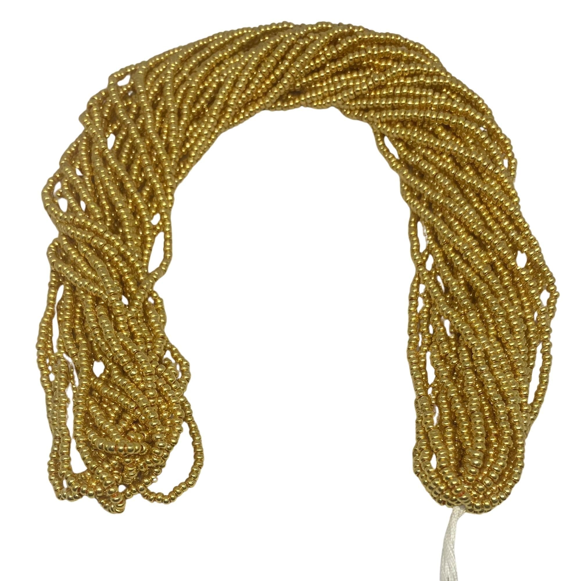 Czech 11/0 Glass Seed Beads - 12 String Hanks, Total10 Colors (Bright Gold)
