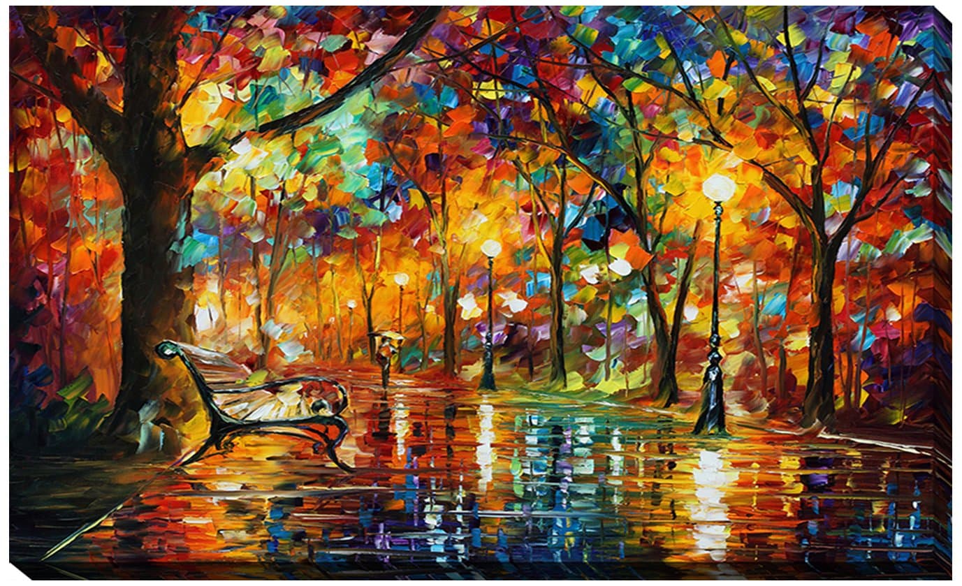 Picture Perfect International 704-0298_2848" Colorful Night by Leonid Afremov Giclee Stretched Canvas Wall Art, 28" x 48" x 1.5", 28 in x 48 in x 1.5 in