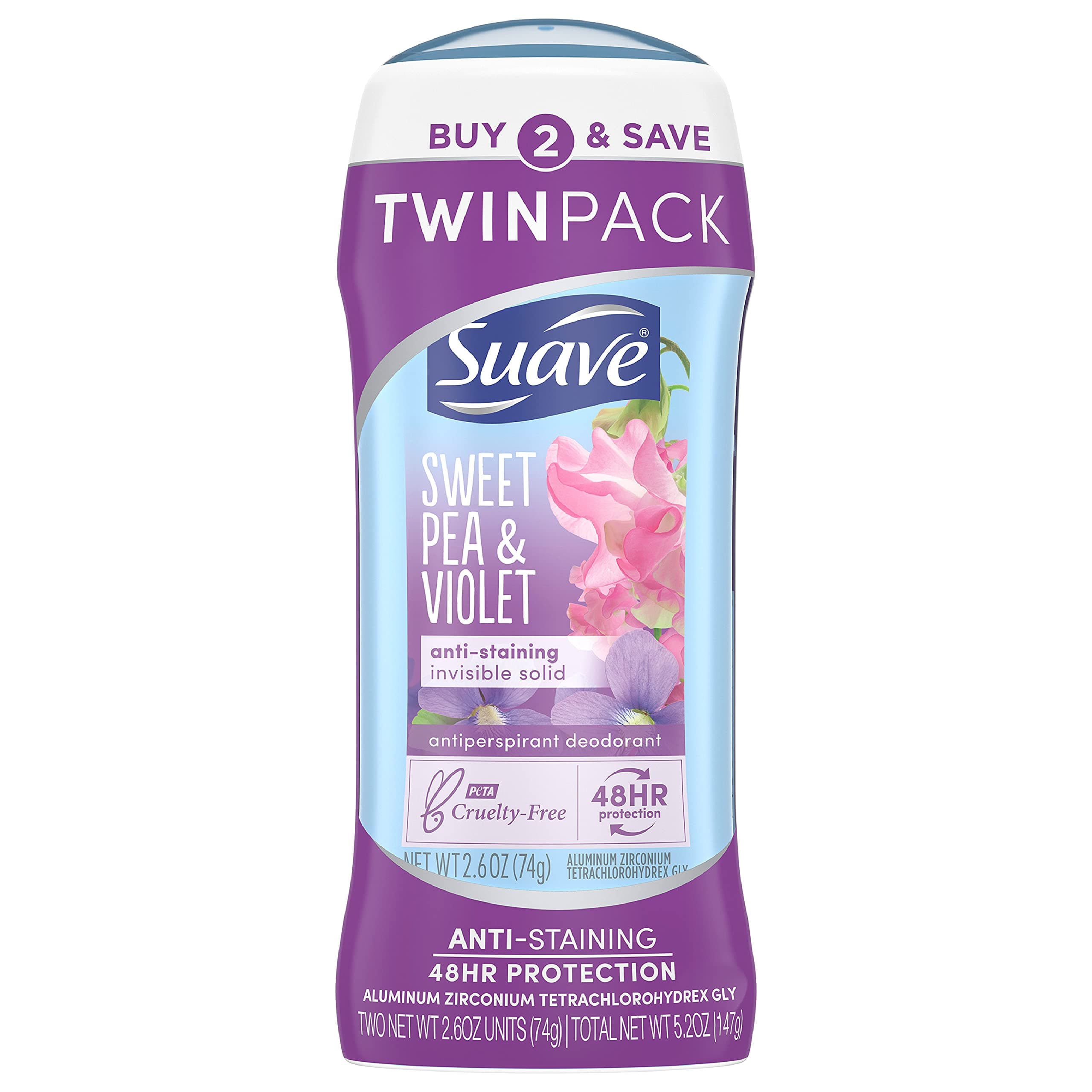 Antiperspirant Deodorant, Sweet Pea and Violet 2.6 oz, Twin Pack
