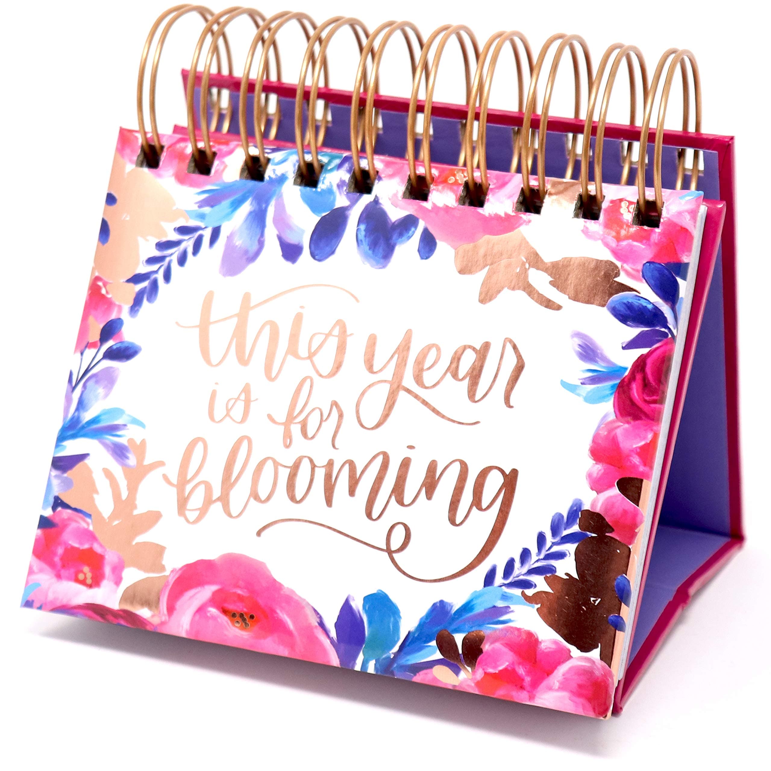 bloom daily planners Undated Perpetual Desk Easel with Motivational Quotes - Inspirational Standing Flip Calendar for Women - Page A Day (5.25" x 5.5") - Hand-Lettered